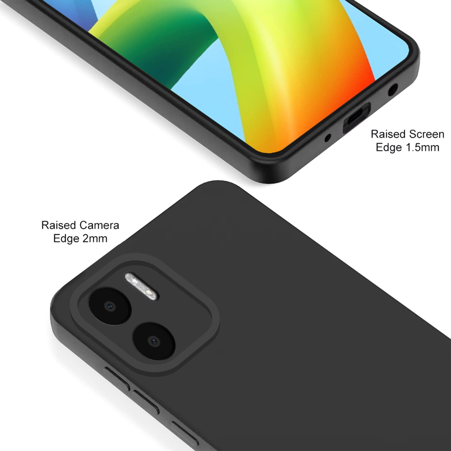 Pikkme Redmi A1 | Redmi A2 Liquid Silicone Back Cover | Black