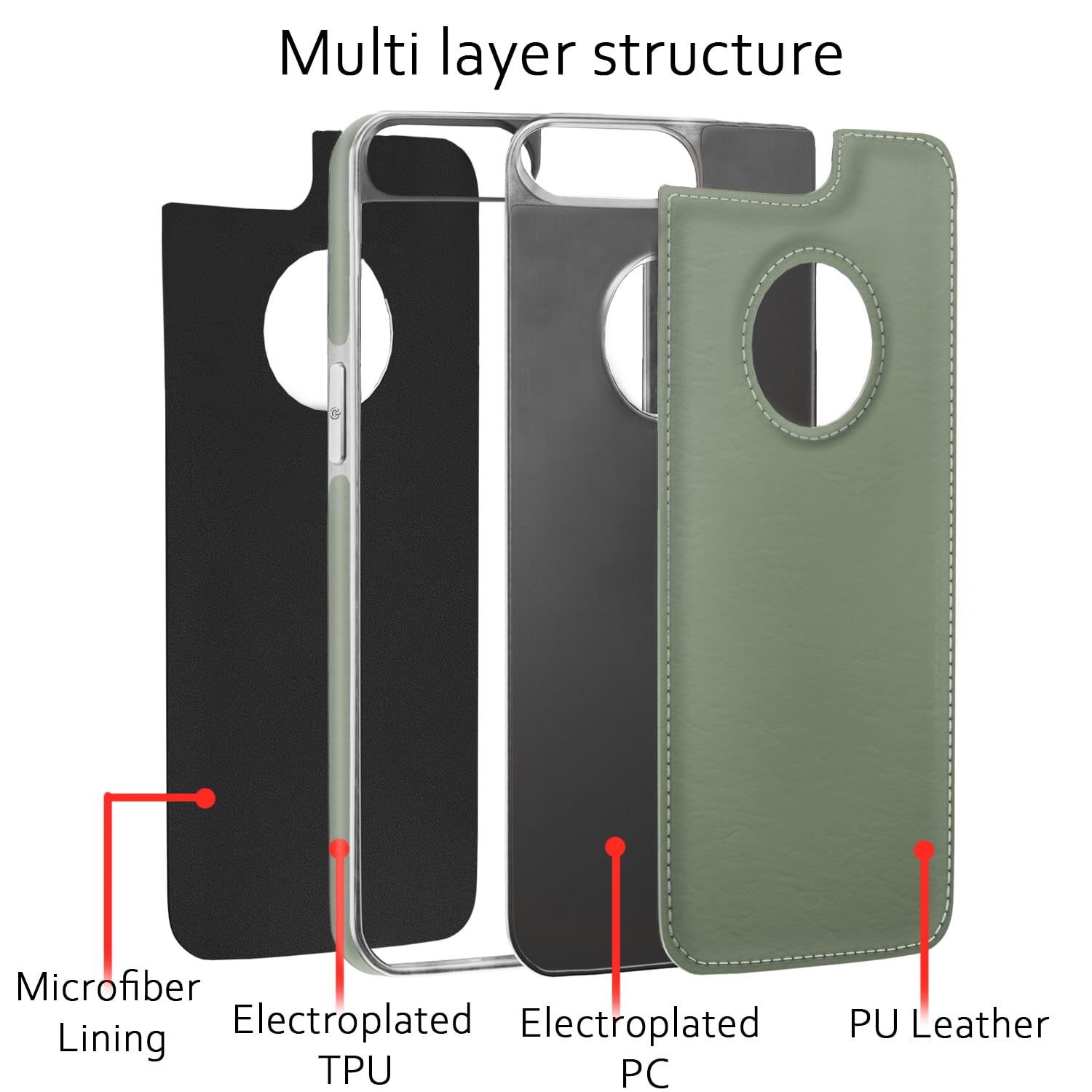 Pikkme iPhone 7 Plus/8 Plus Silver Electroplated Chrome Leather Back Cover (Green)