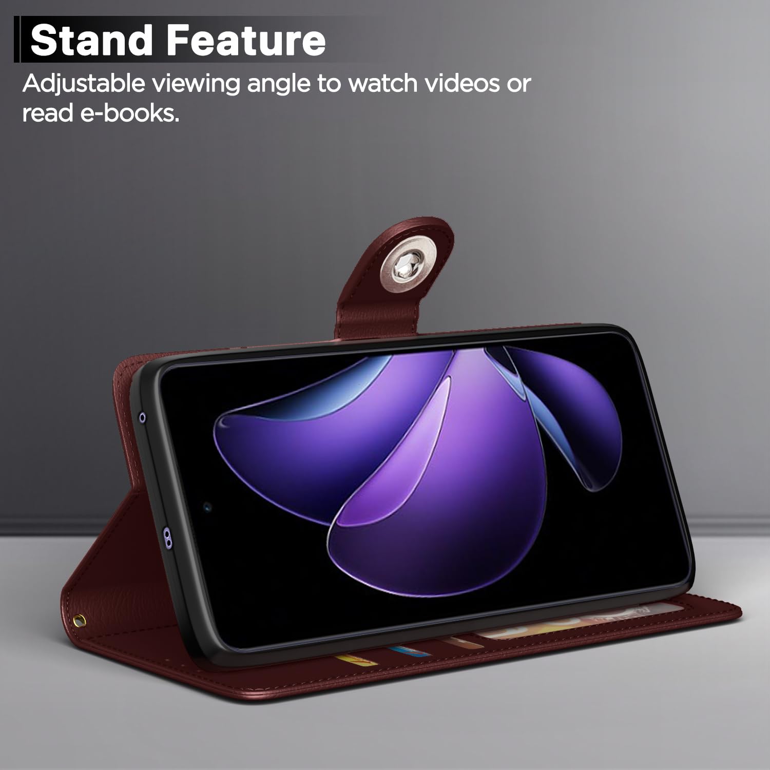 Pikkme Oppo Reno 13F 5G brown mobile flip cover – photo 3
