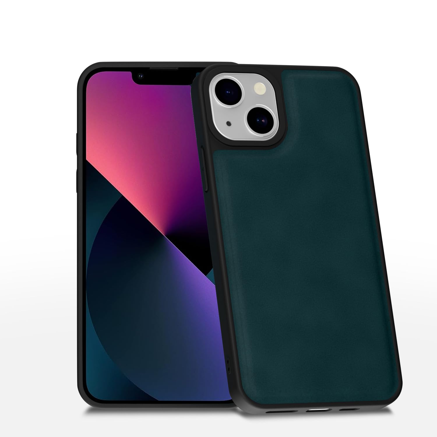 Pikkme green Leather mobile back cover for iPhone 13