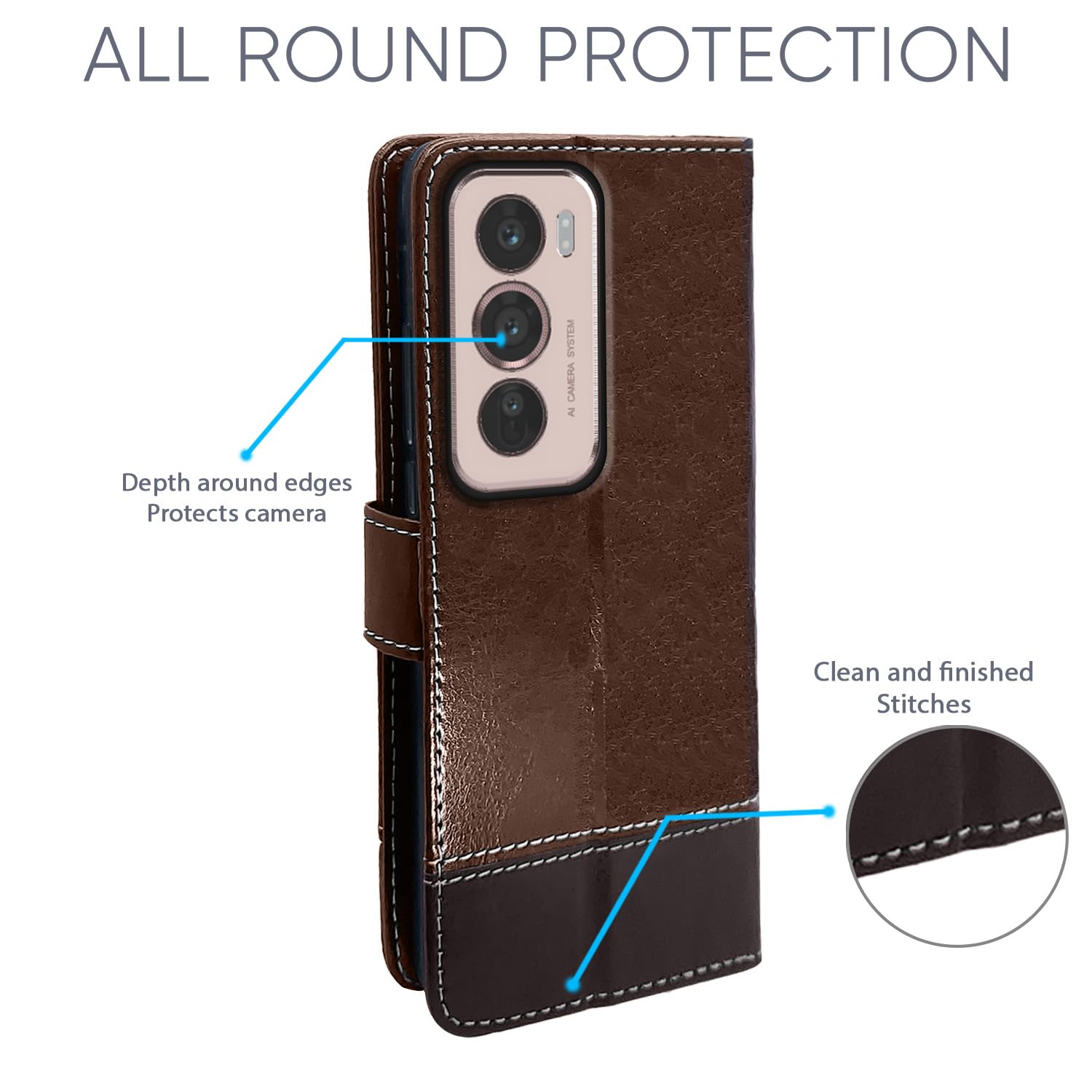 Brown & coffee wallet flip cover for Oppo Reno 12 5G – Pikkme – photo 2