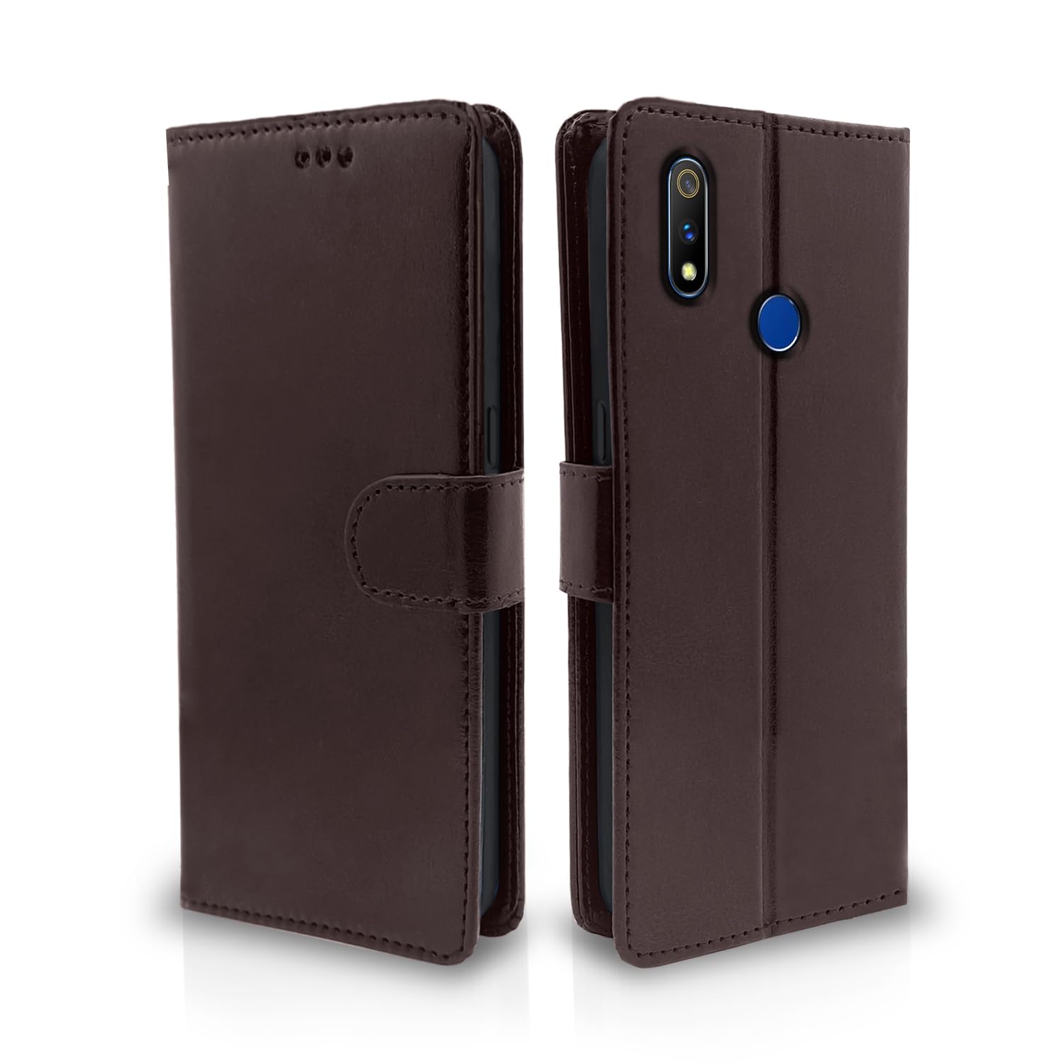 Pikkme Realme 3 Pro Vintage Flip Cover (Coffee)
