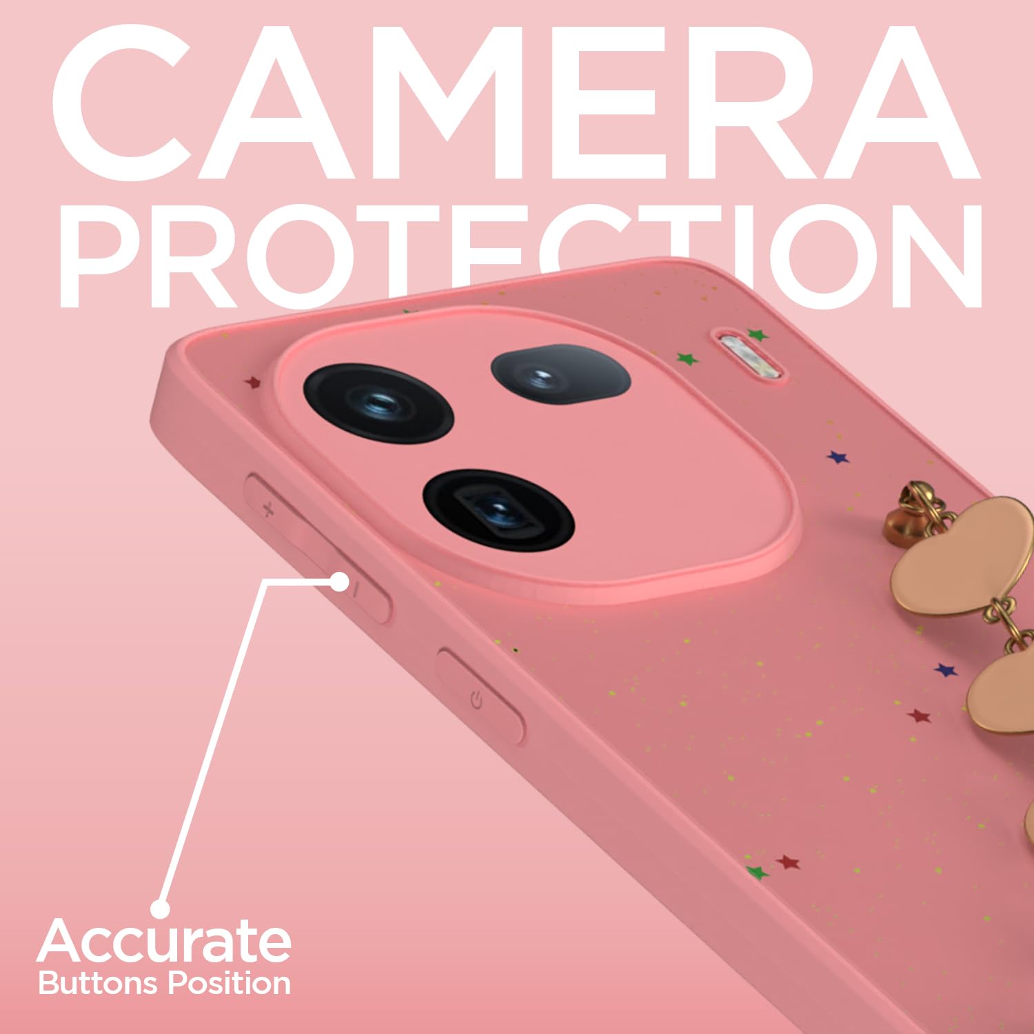 Pikkme iQOO 12 5G Sparkling Soft TPU Chain Back Cover (Pink)