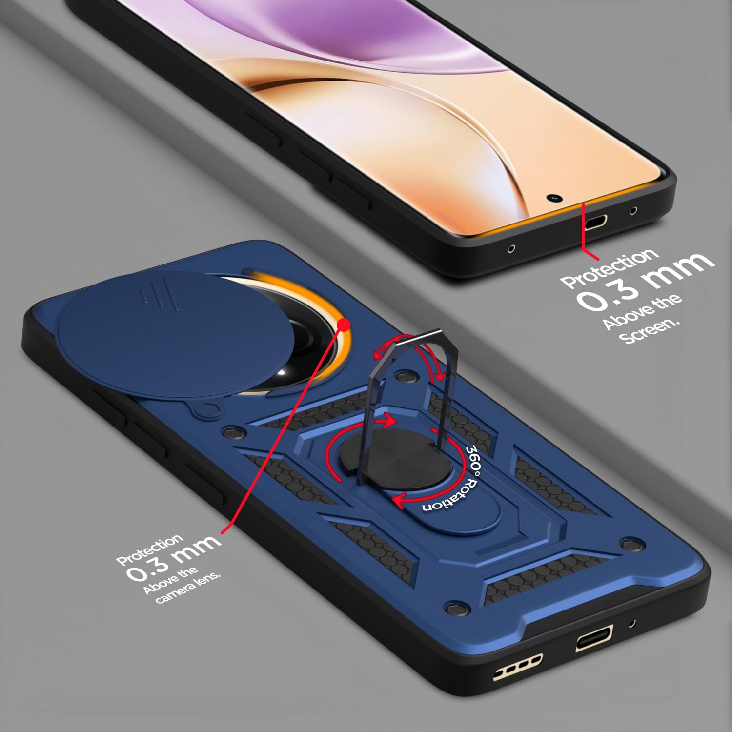 Pikkme Realme P3 Pro 5G / Realme 14 Pro Plus 5G D10 Tough Armor Back Cover (Blue)