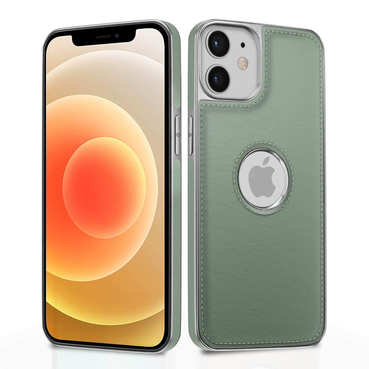 iPhone 12 Mini Chrome Leather Back Cover -Green