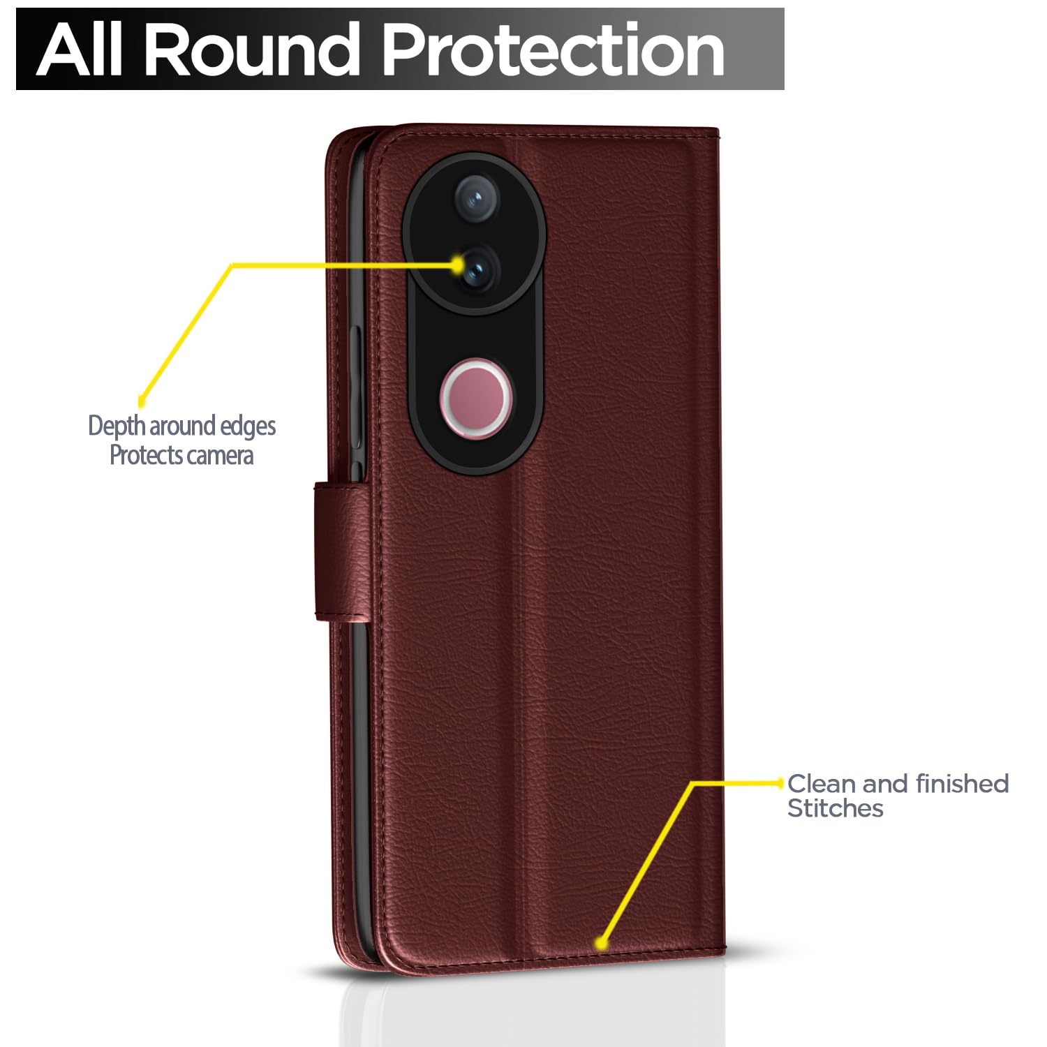 Pikkme Vivo V50 5G / V50e 5G Vintage Flip Cover (Brown)