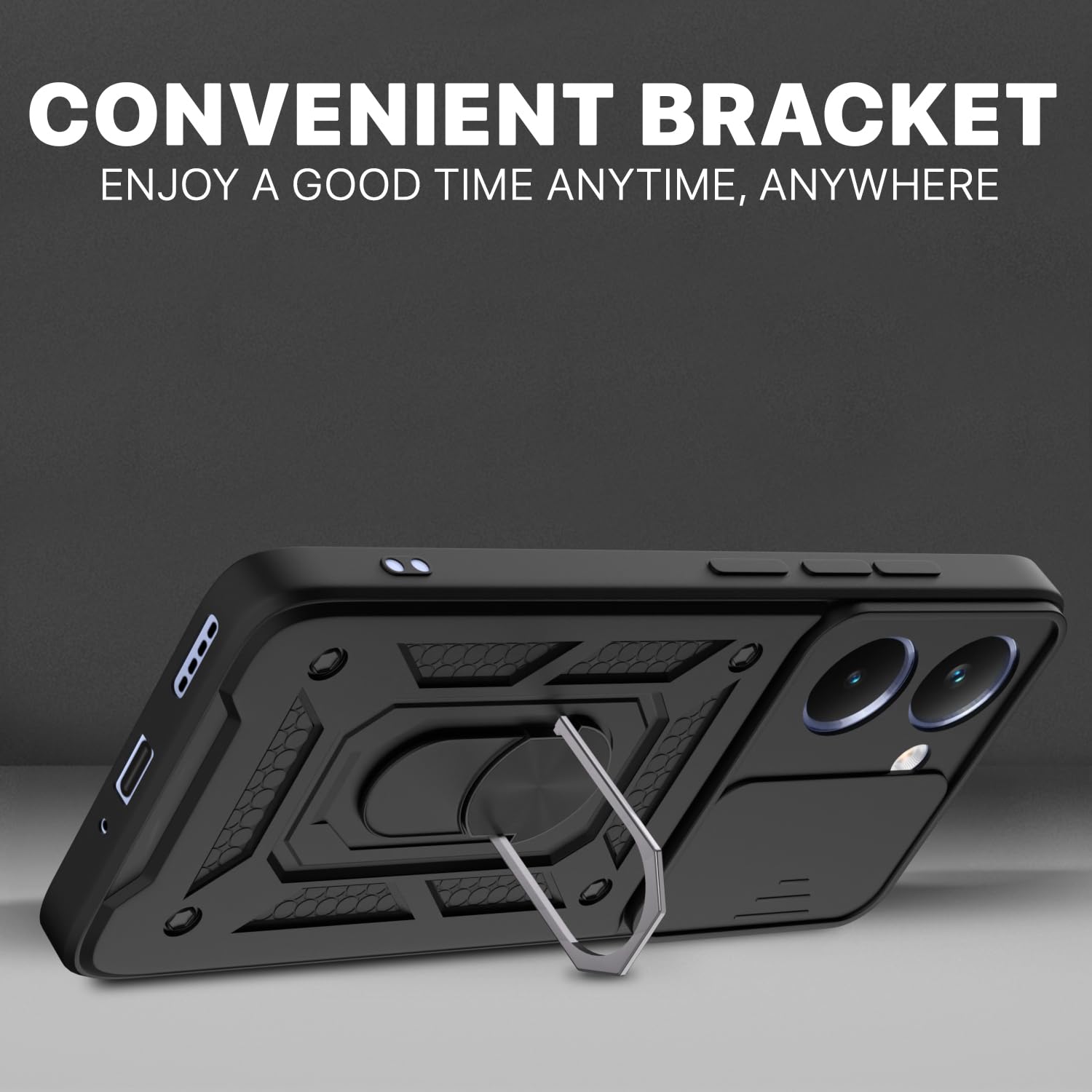 Pikkme Realme P3 Ultra 5G D10 Tough Armor Back Cover (Black)