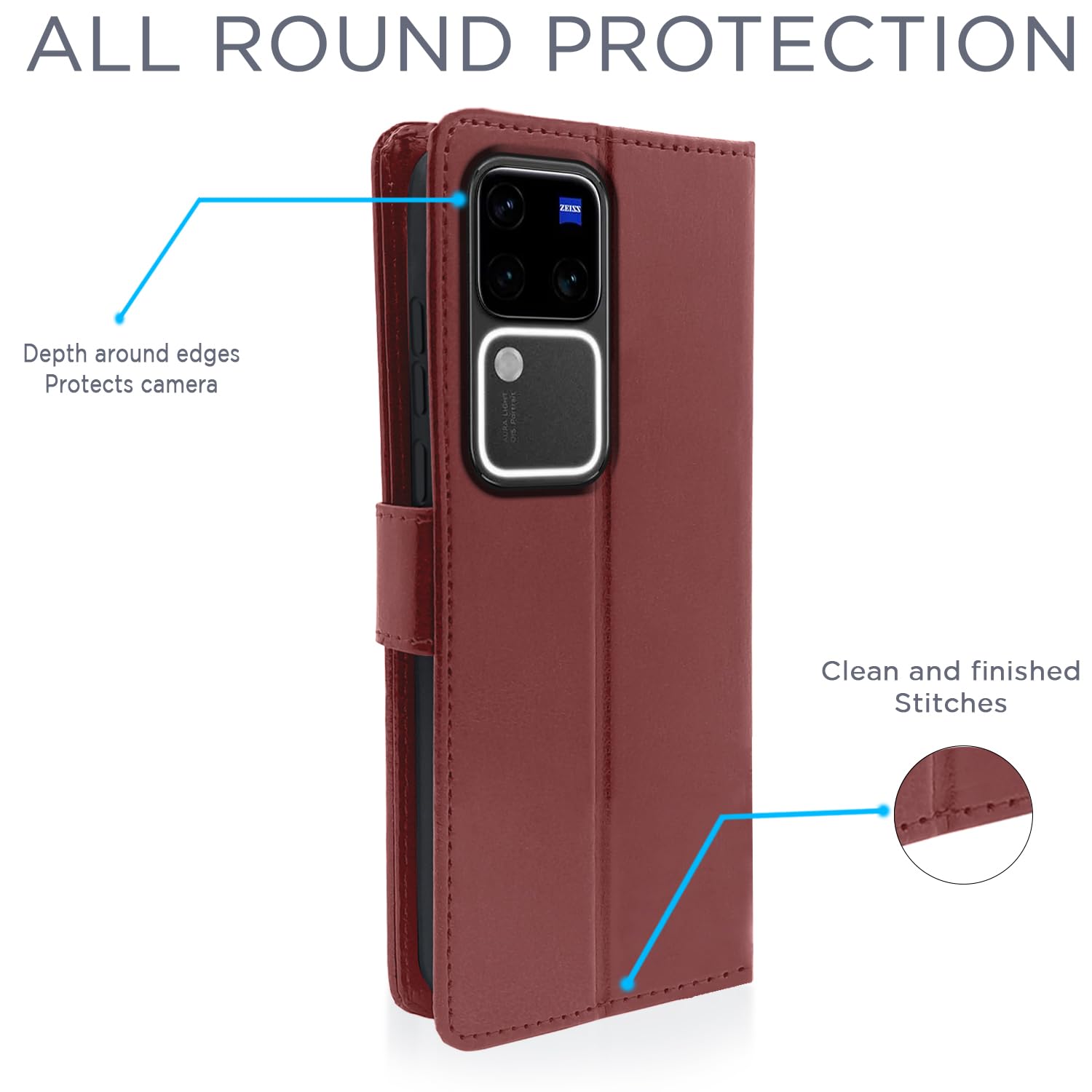Pikkme Vivo V30 Pro 5G brown flip case – photo 4