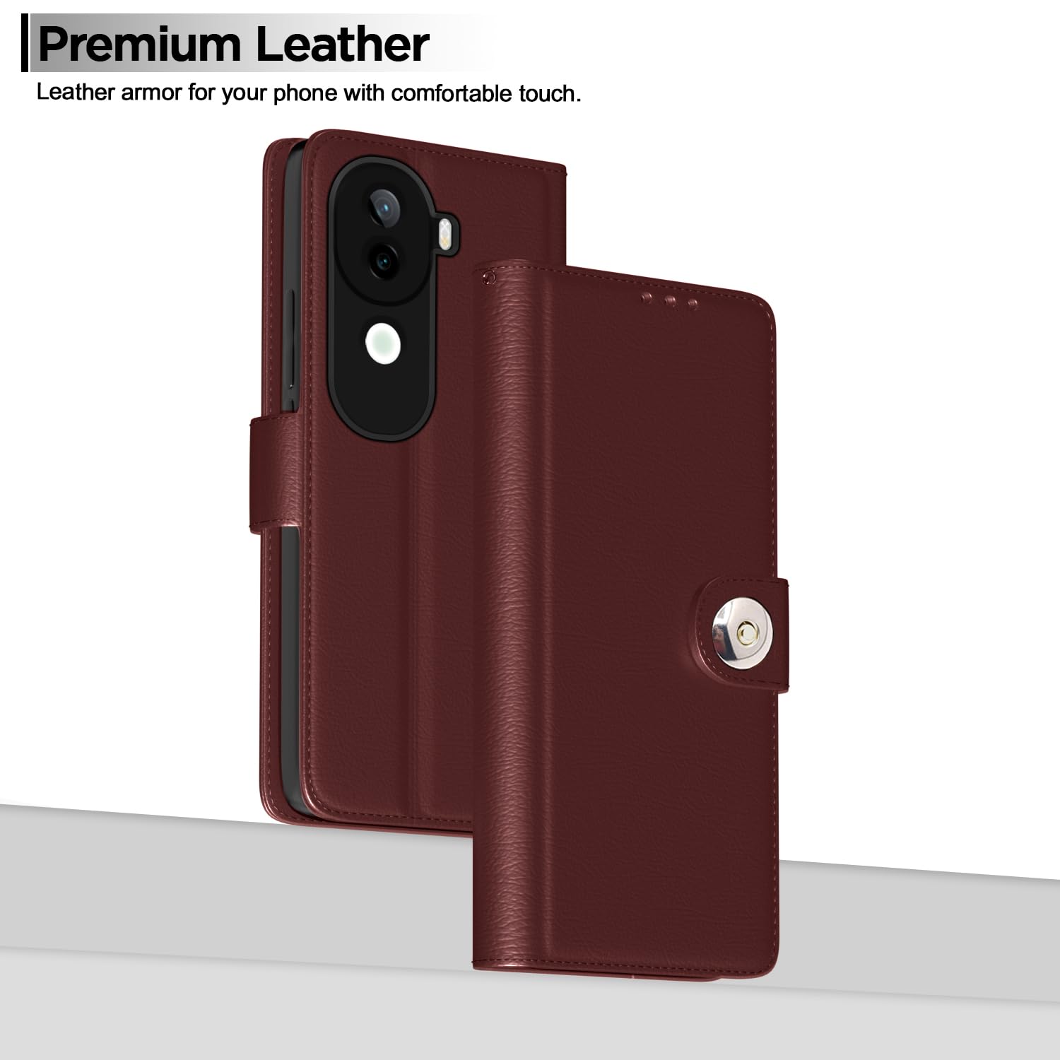 Pikkme brown mobile flip cover for Vivo V40e/iQOO Z9s 5G – photo 2