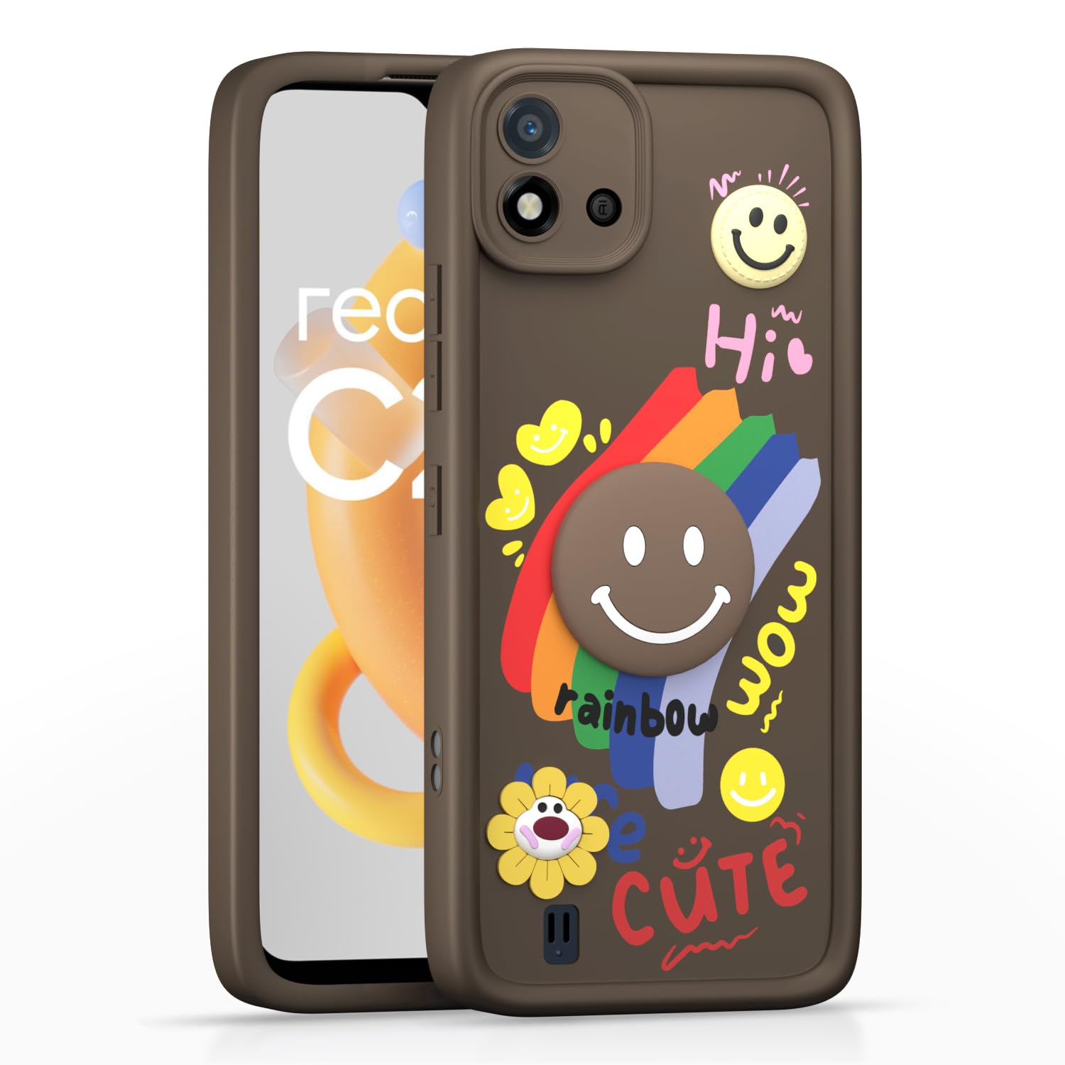 Realme C20 Soft Silicone mobile back cover in brown by Pikkme