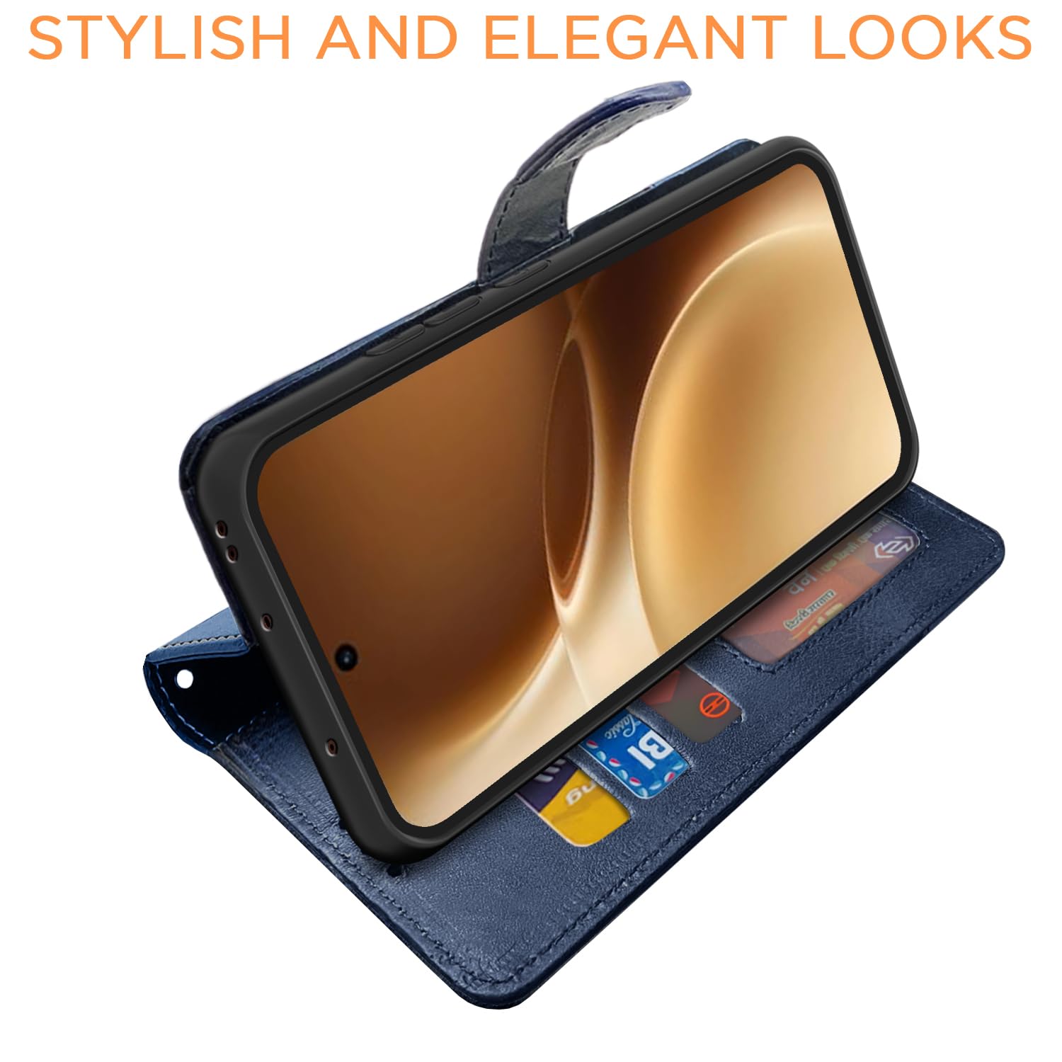 Oppo Reno 15 5G Magnetic flip cover in navy & light blue by Pikkme – photo 3