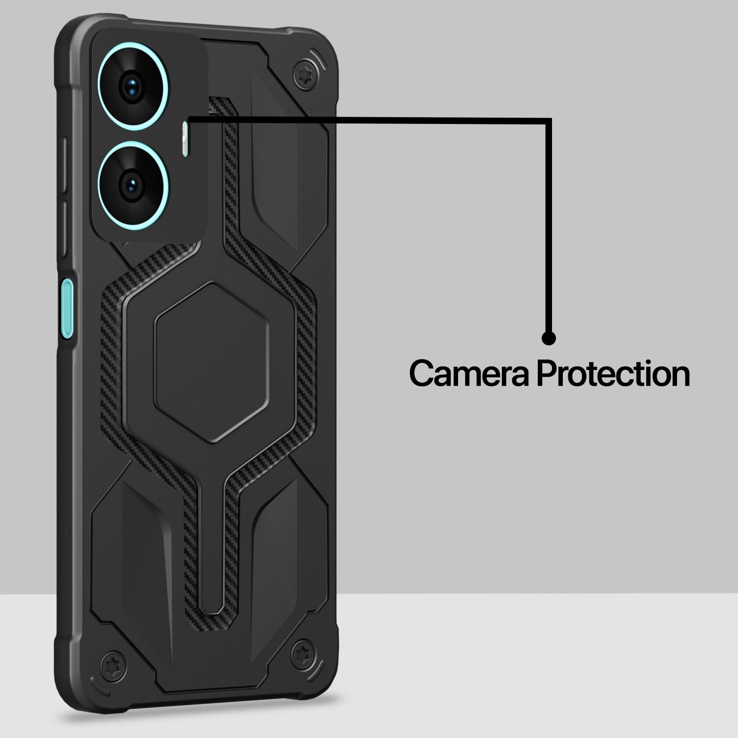 Realme C55/Narzo N55 Hybrid mobile cover in black by Pikkme – photo 3