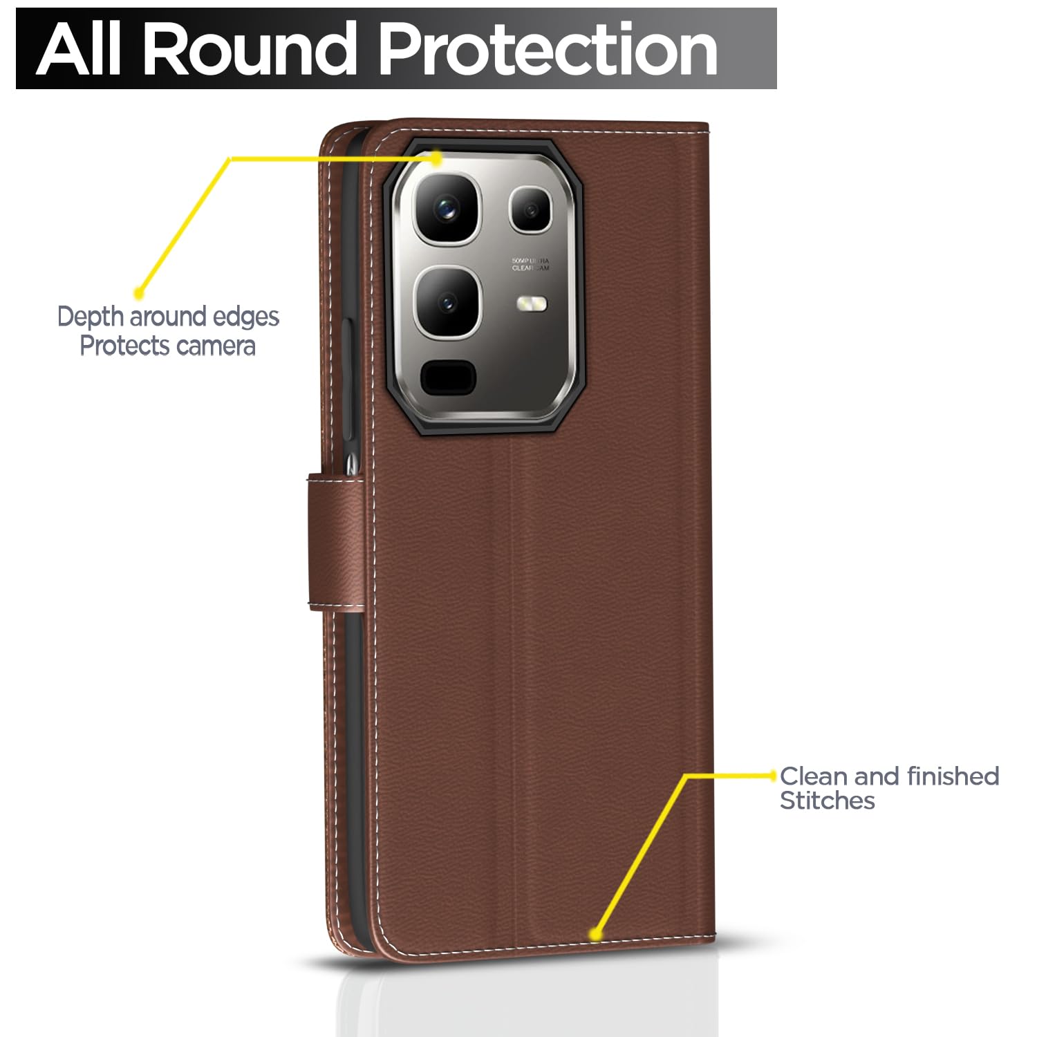 Pikkme tan wallet flip cover for Infinix Note 50x 5G – photo 4