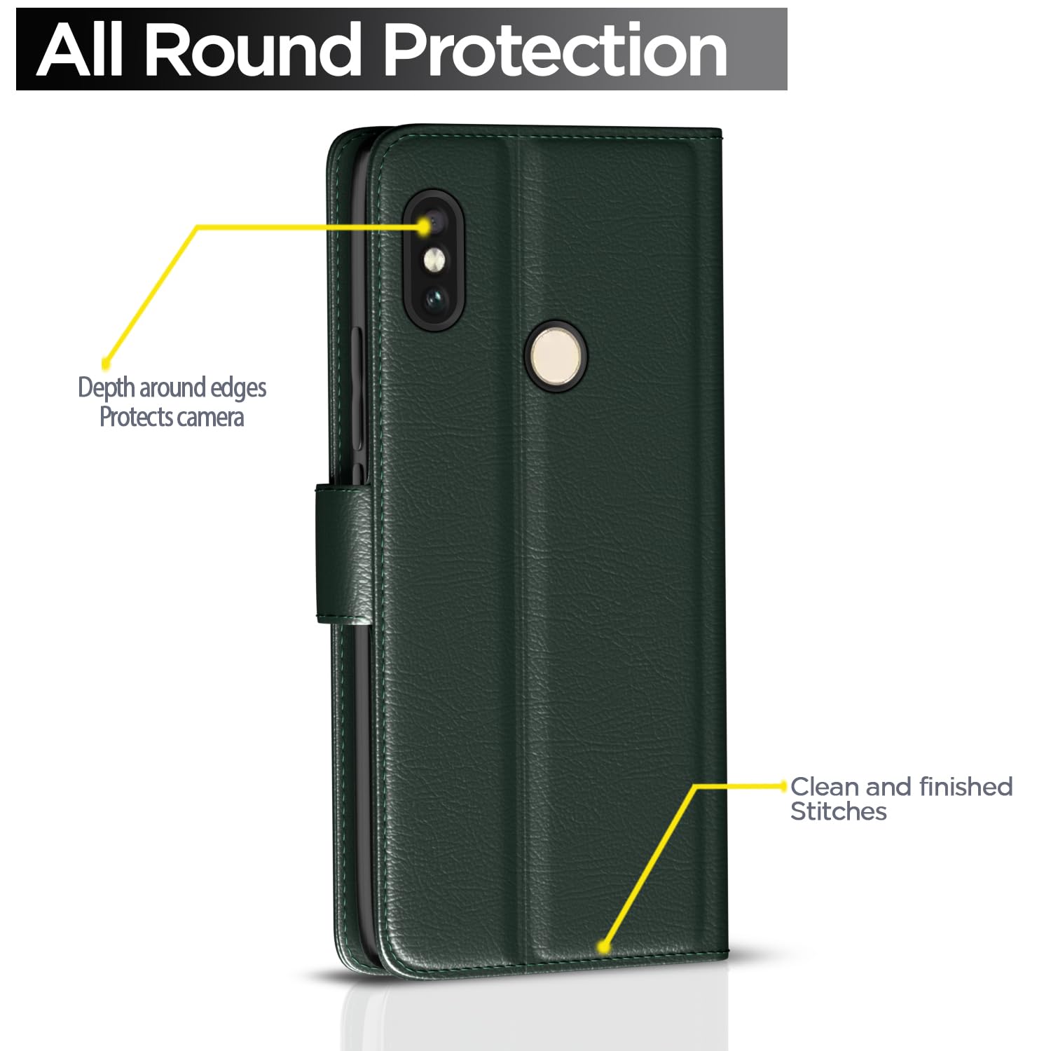 Redmi Note 5 Pro wallet flip cover in green by Pikkme – photo 4