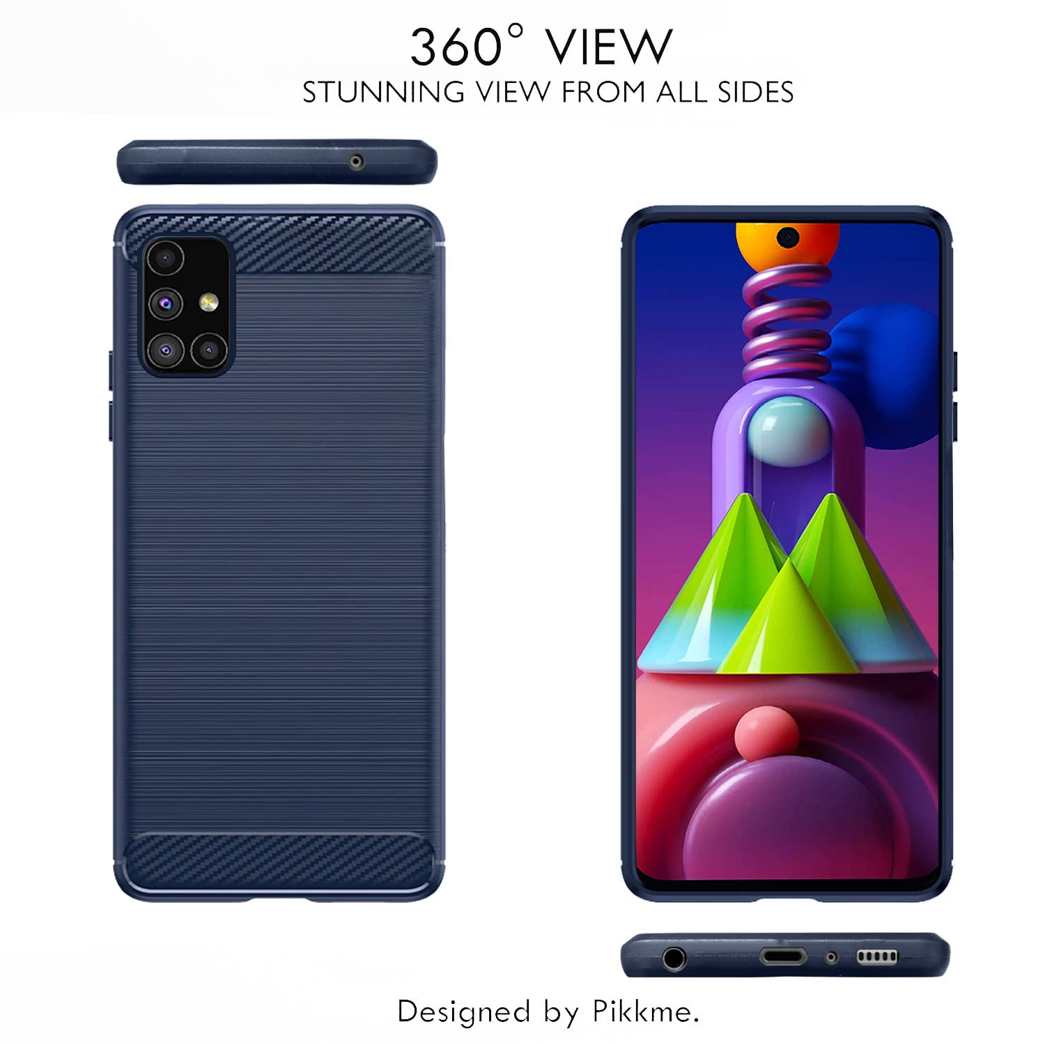 Pikkme Samsung Galaxy M51 Hybrid Carbon Fiber Back Cover | Blue