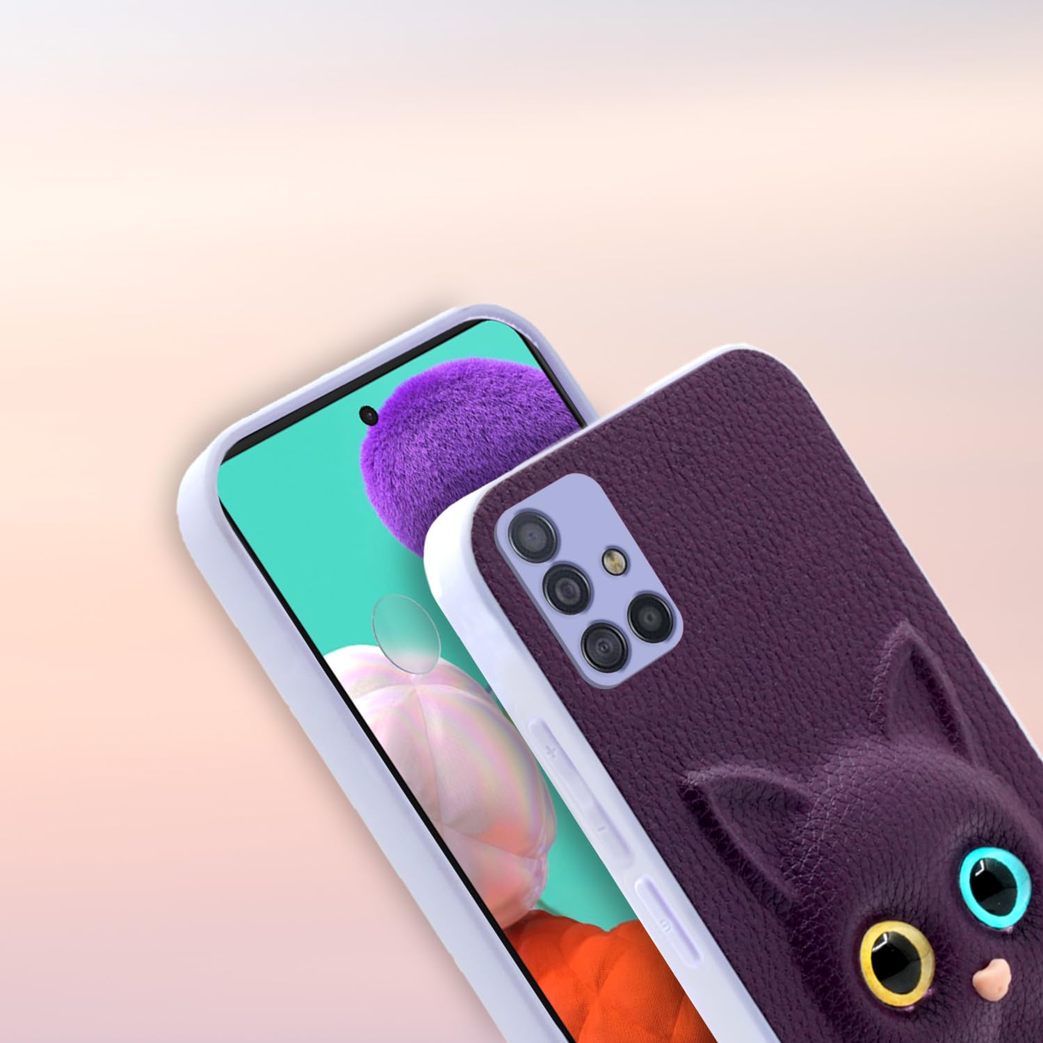 Pikkme Samsung Galaxy A51 Kitty Back Cover (Purple)