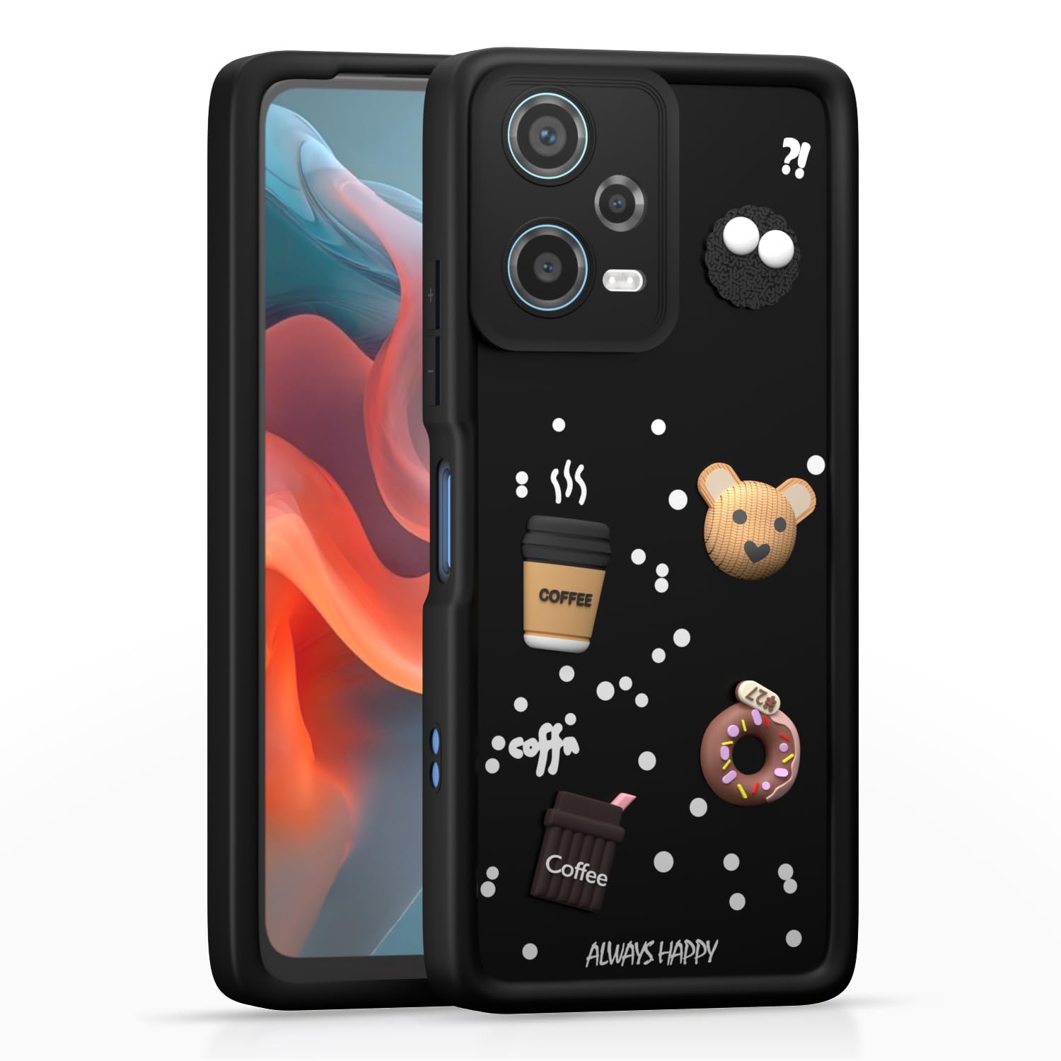 Pikkme redminote12pro5g Cute Fun Cartoon 3D Bear Silicone Back Cover - Black