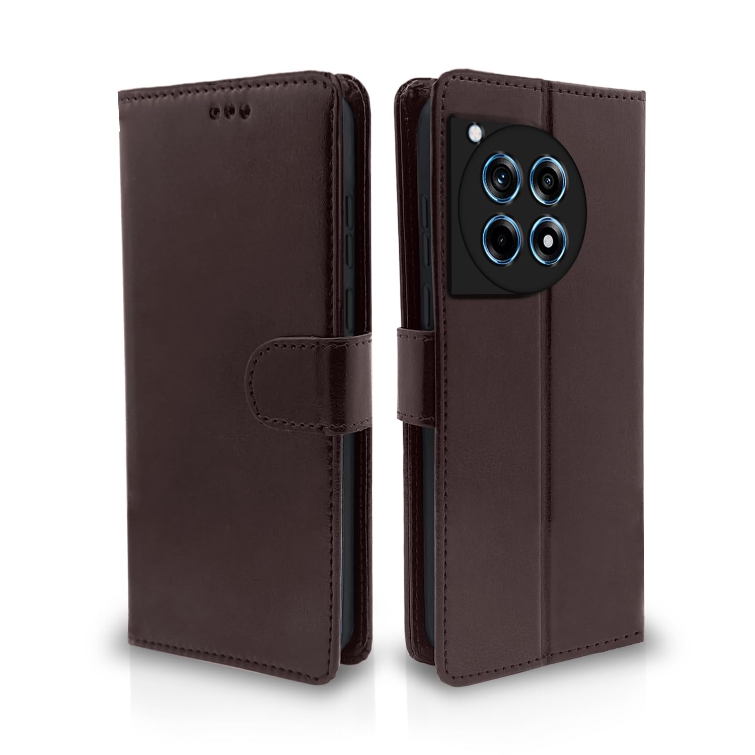 Pikkme OnePlus 12R 5G Vintage Flip Cover (Coffee)