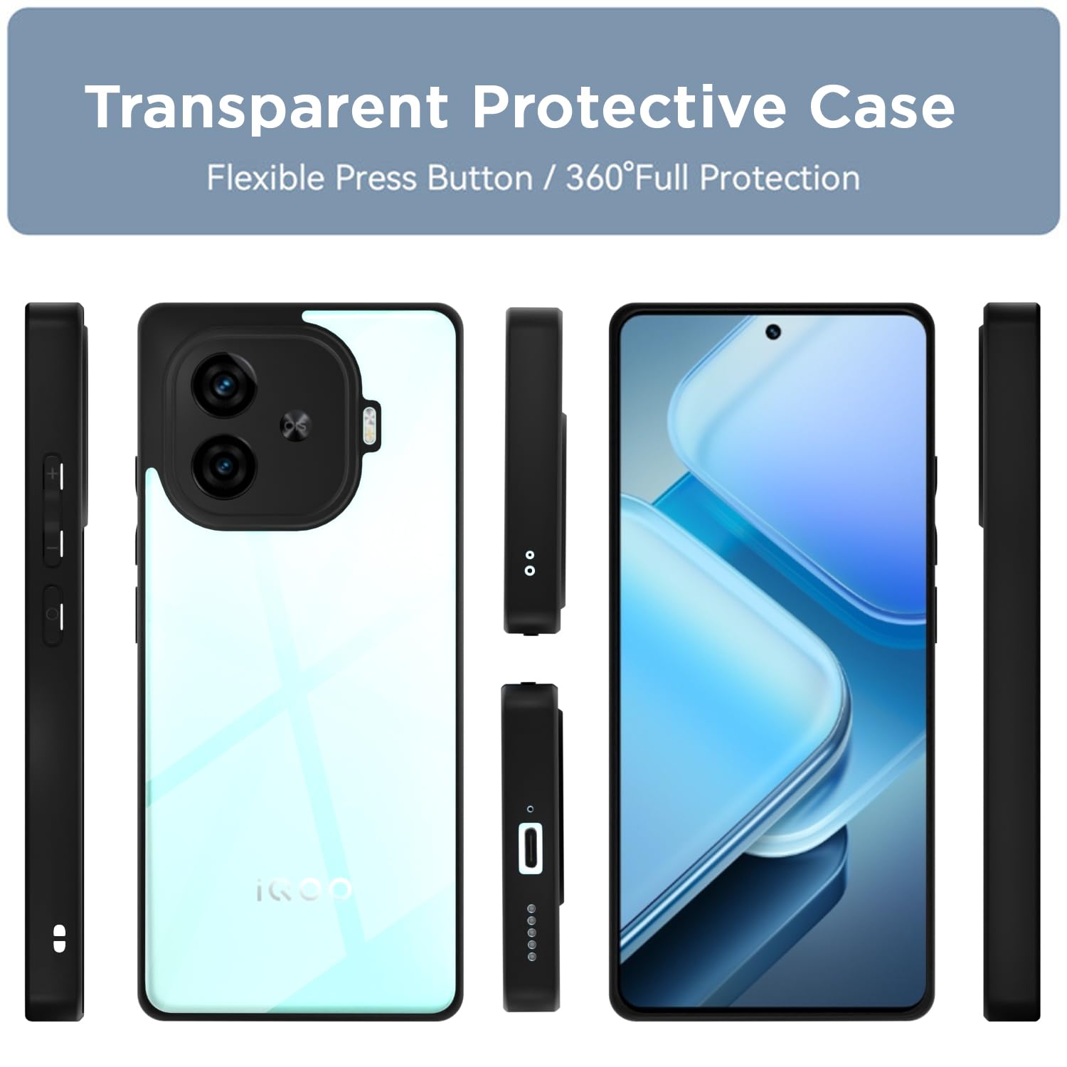 Pikkme iQOO Neo 10R 5G / iQOO Z9 Turbo 5G / Vivo Y200 GT 5G Eagle 2 Back cover (Black)