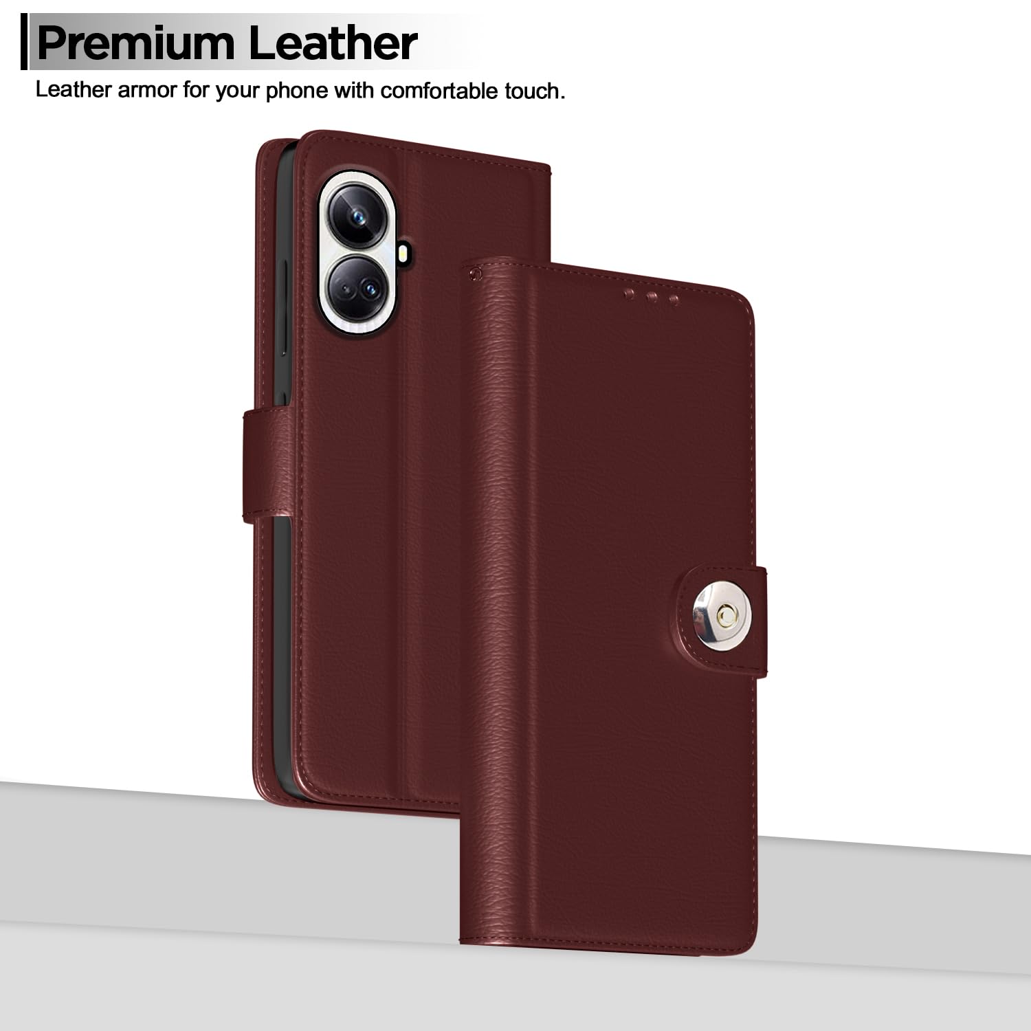 Pikkme Realme 10 Pro Plus 5G brown mobile flip cover – photo 2
