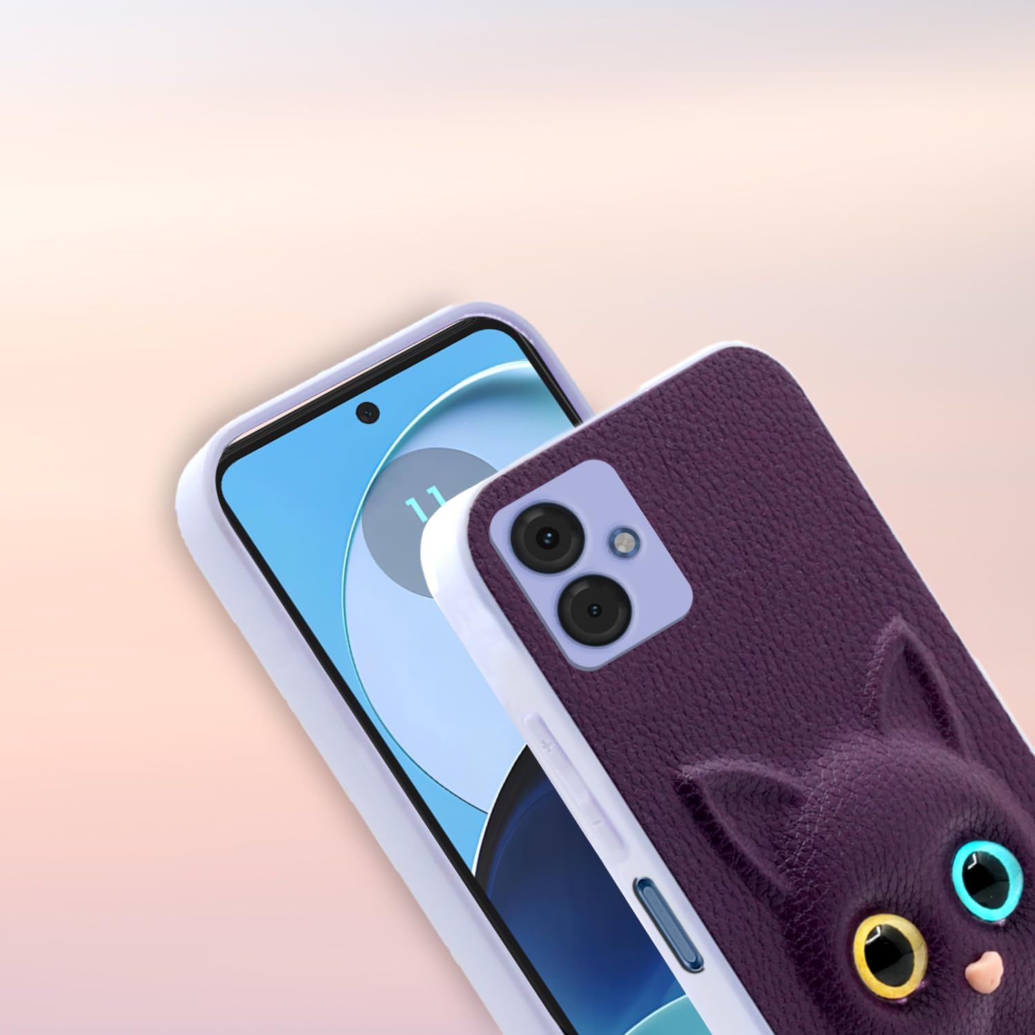 Moto G14 Cat mobile back cover in purple by Pikkme – photo 6