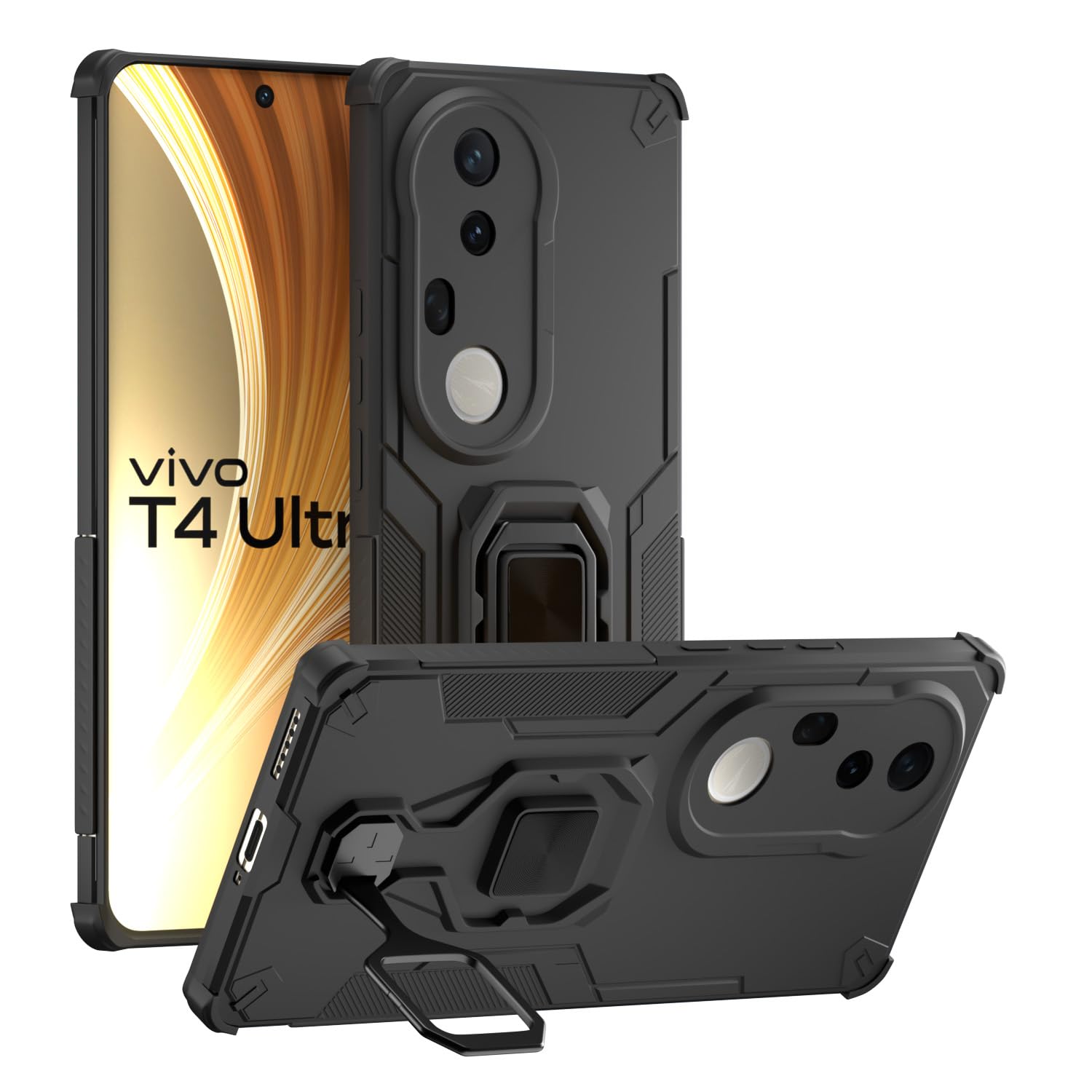 Pikkme black Tough Armor phone cover for Vivo T4 Ultra 5G