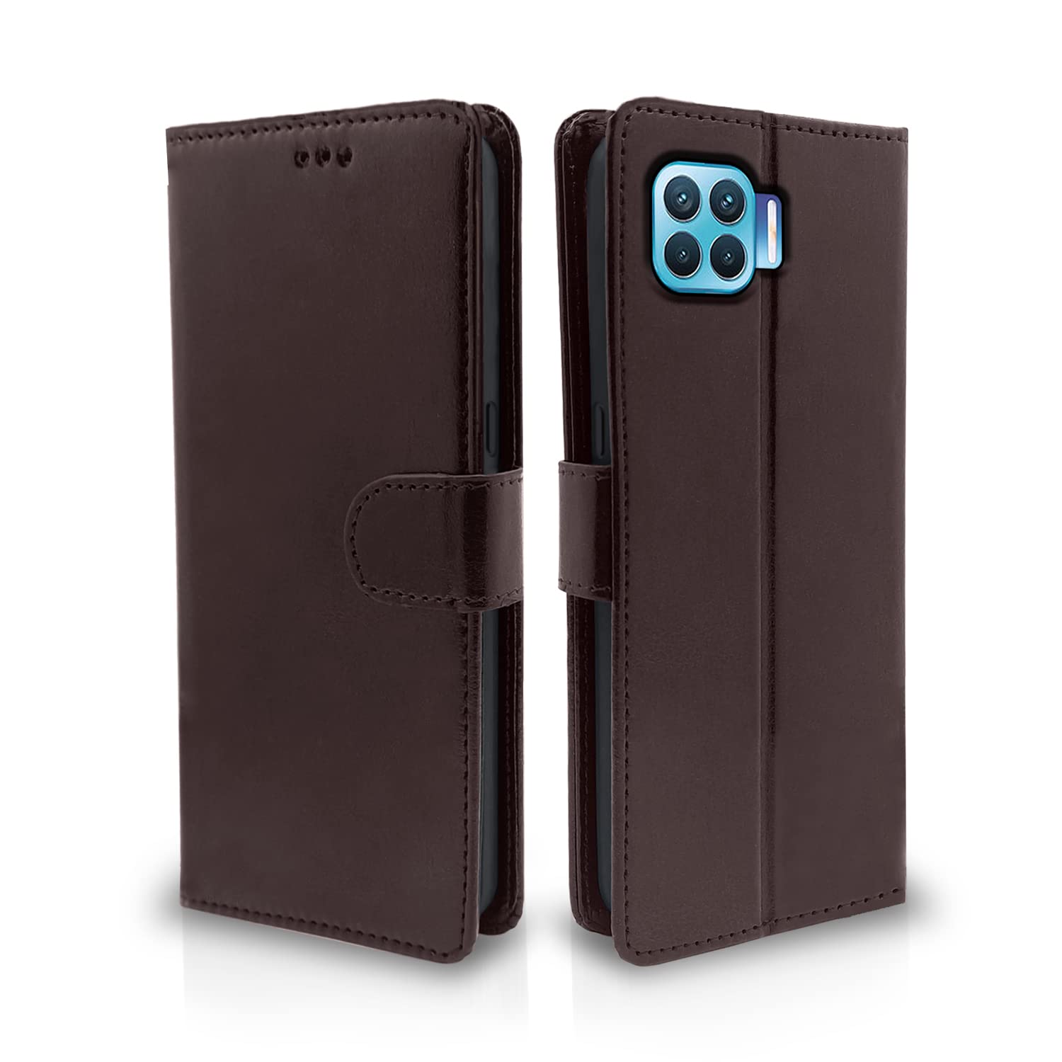 Pikkme Oppo F17 Pro Vintage Flip Cover (Coffee)