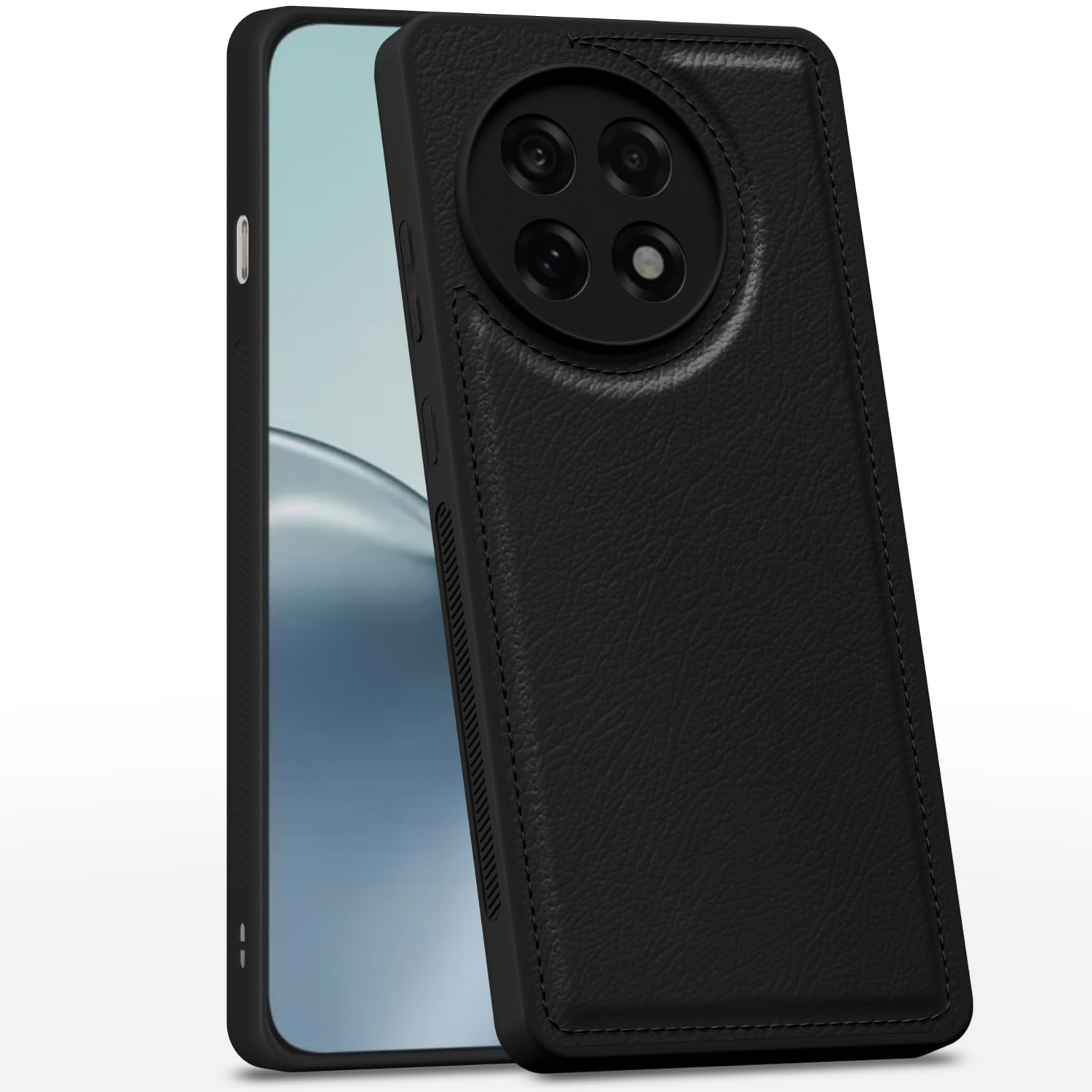 Pikkme OnePlus 13R 5G Leatherback Back Case (Black)
