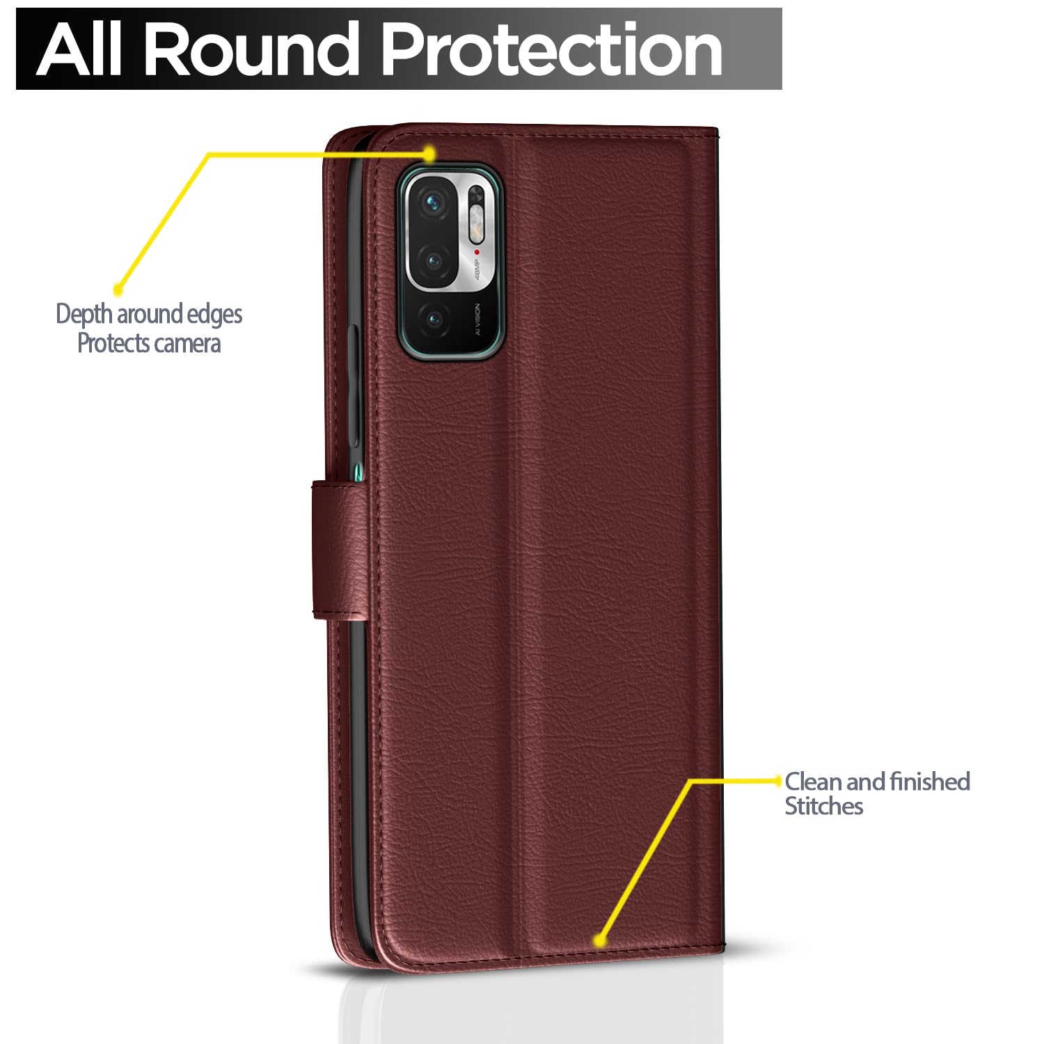 Brown wallet flip cover for Redmi Note 10T/Poco M3 Pro 5G – Pikkme – photo 4