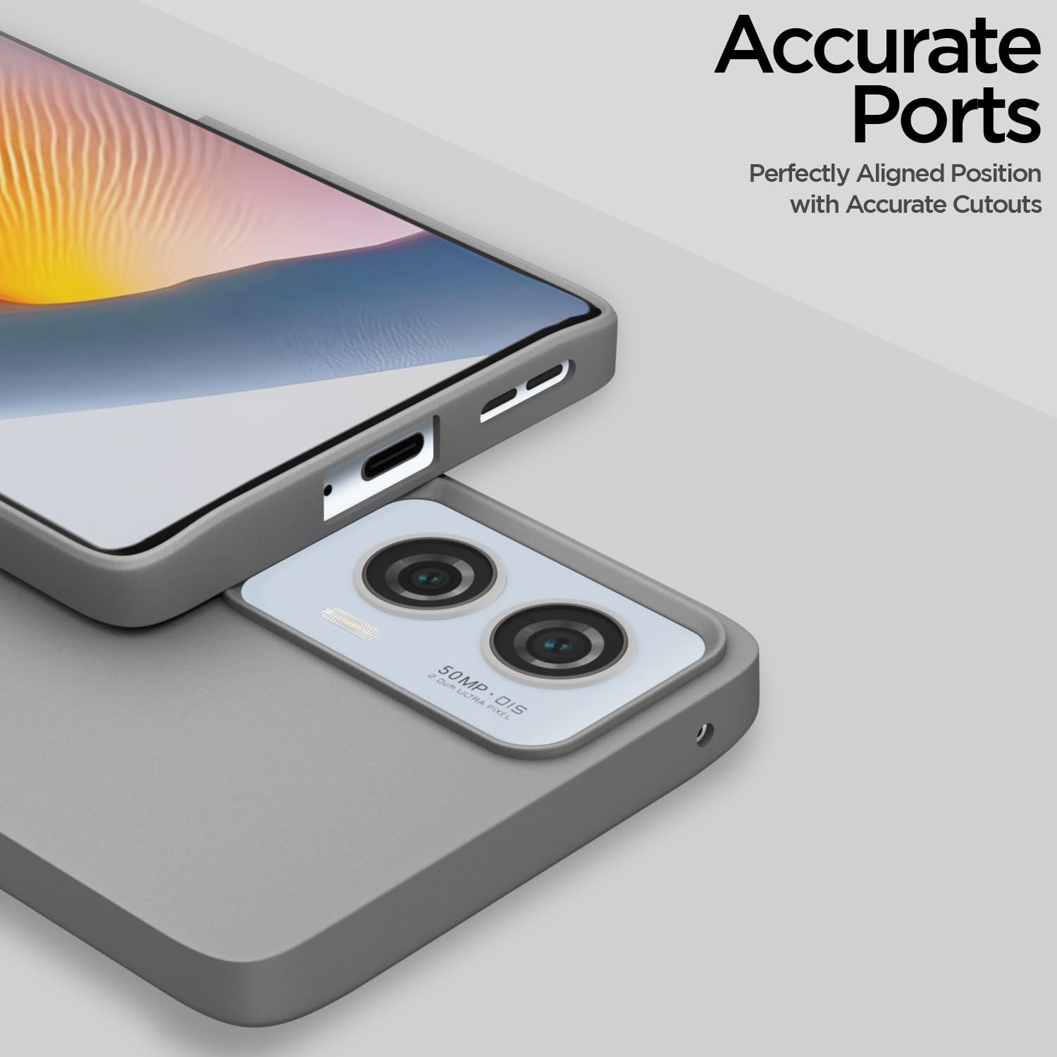 Pikkme Moto Edge 50 Fusion 5G SideCut Soft Matte Silicone Back Cover (Grey)