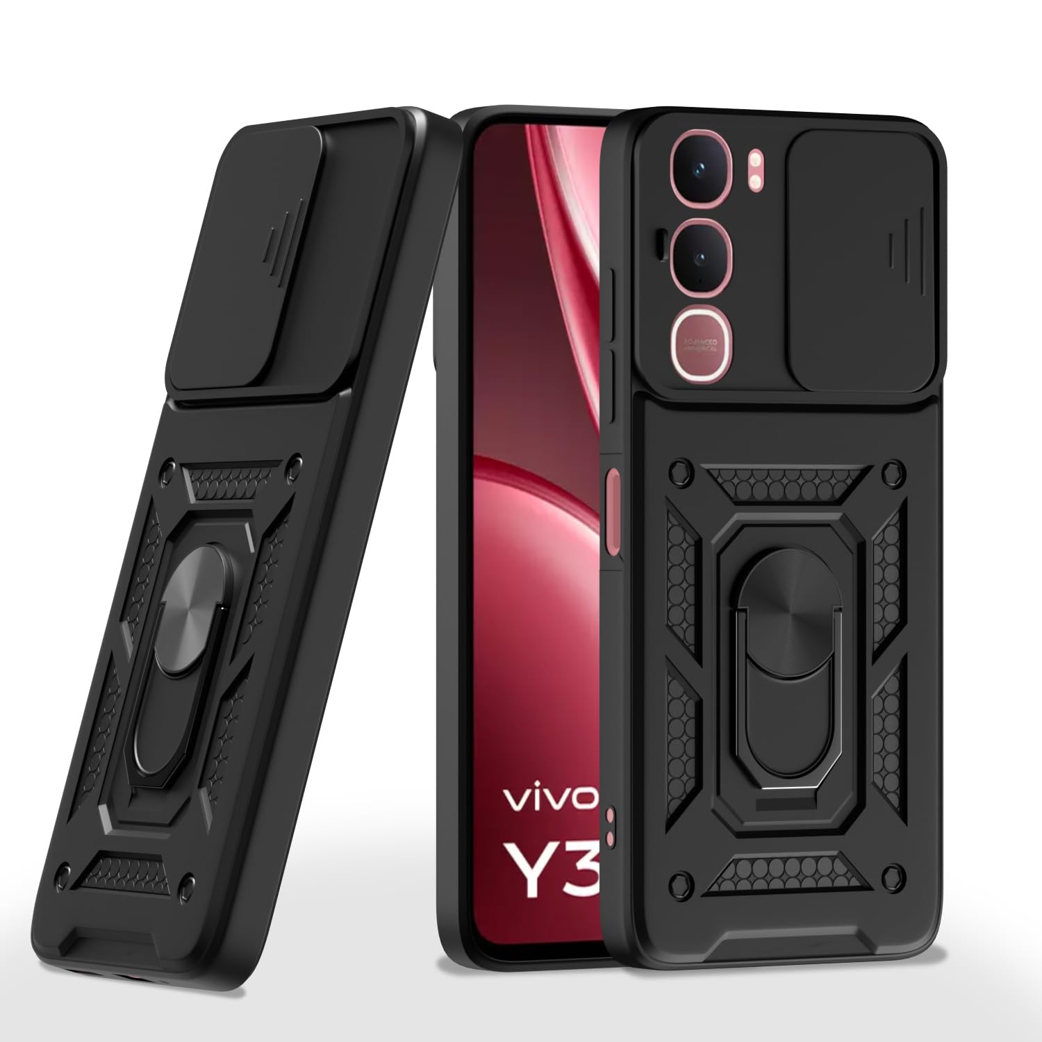 Pikkme black back cover for Vivo Y31 5G/360