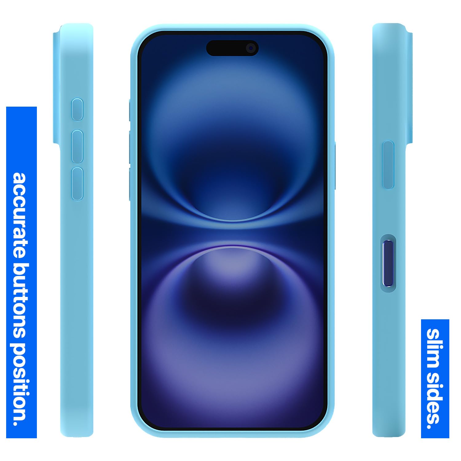 Pikkme iPhone 16 Plus Super Soft Silicone Back Cover (Sea Blue)