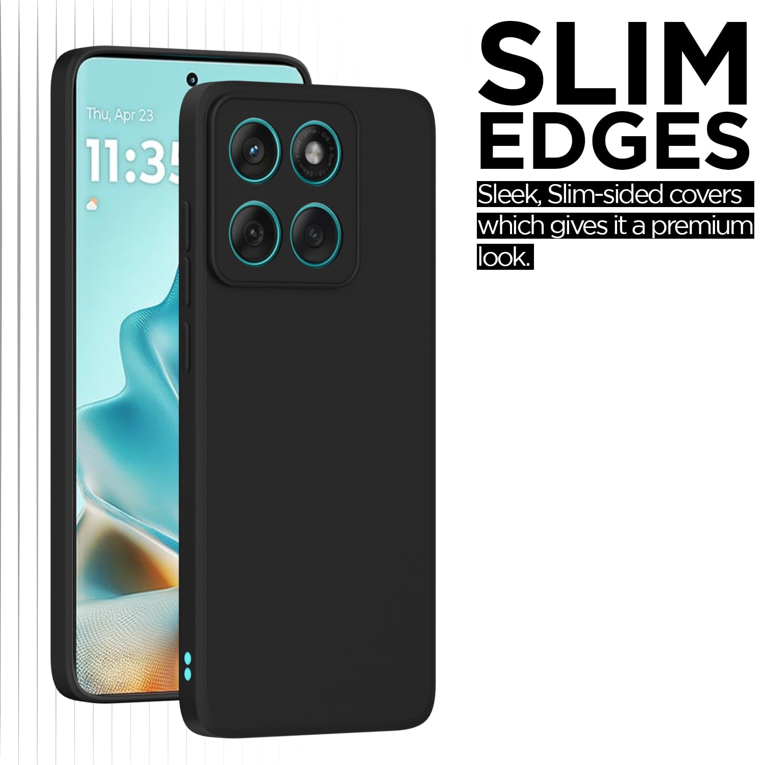 Pikkme Motorola Moto Edge 60 5G / Motorola Moto Edge 60 Fusion 5G Soft Matte Silicone Shockproof Case (Black)