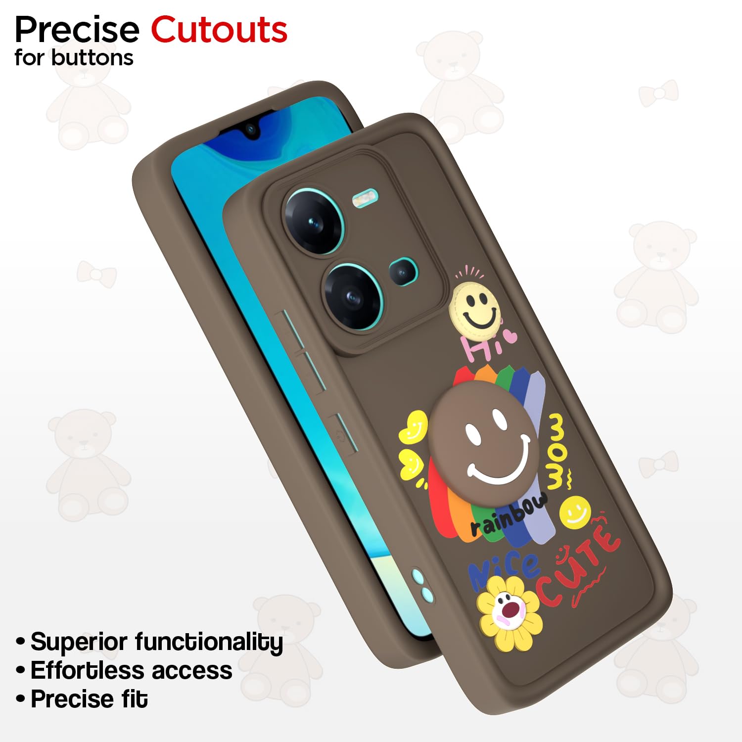 Pikkme brown Soft Silicone mobile back cover for Vivo V25 5G – photo 6