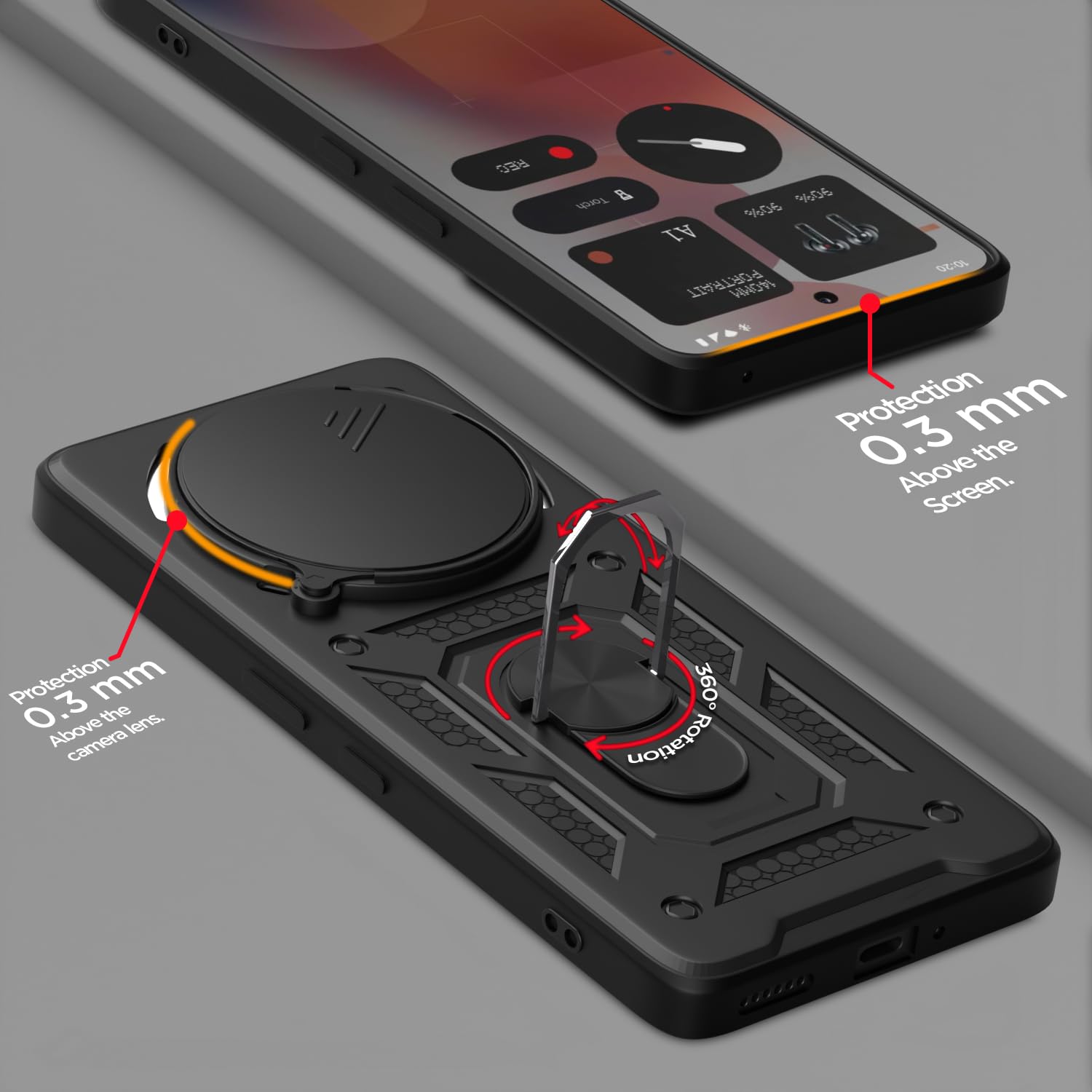 Pikkme Nothing Phone 3a Pro 5G D10 Tough Armor Back Cover (Black)