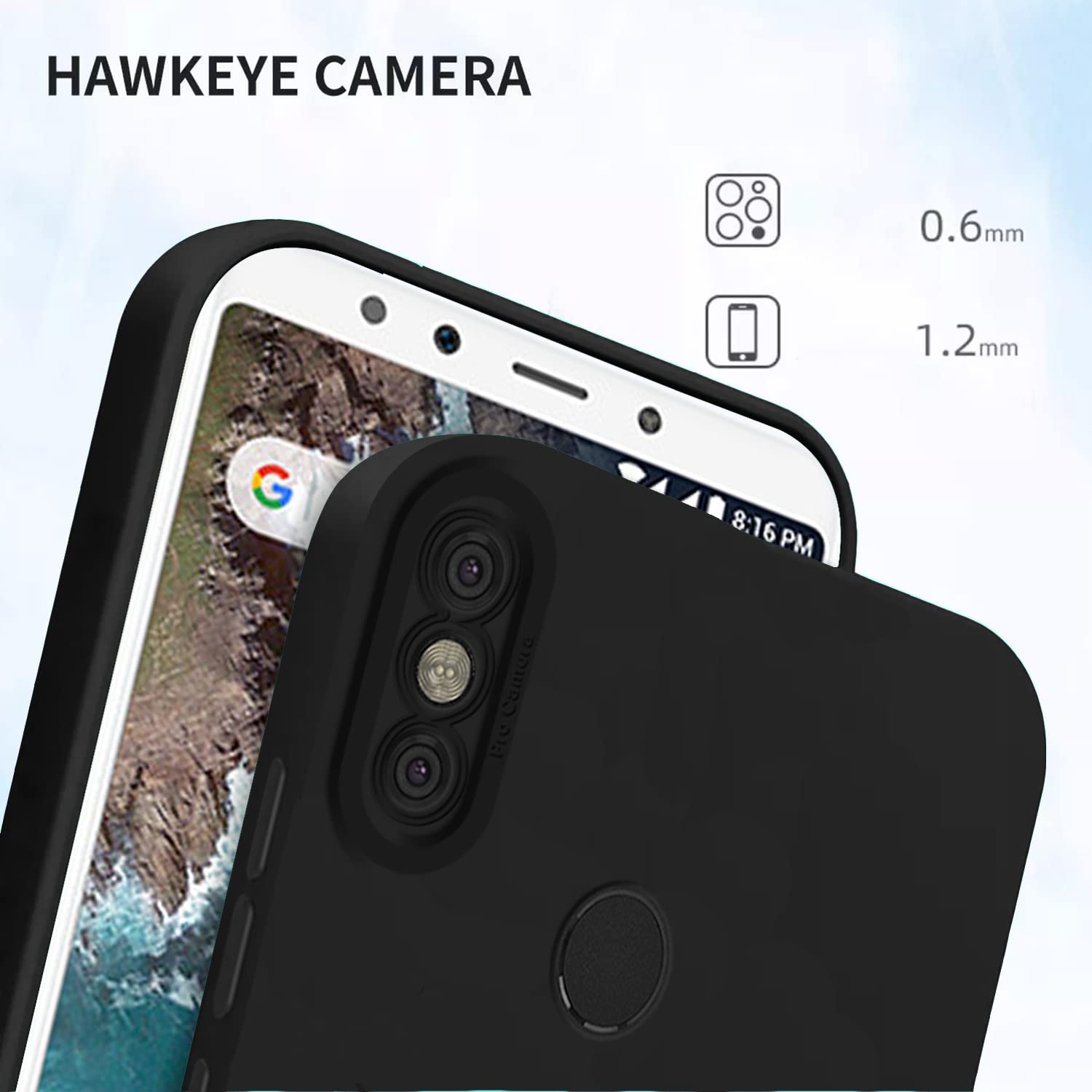 Pikkme Mi A2 Liquid Silicone Back Cover | Black