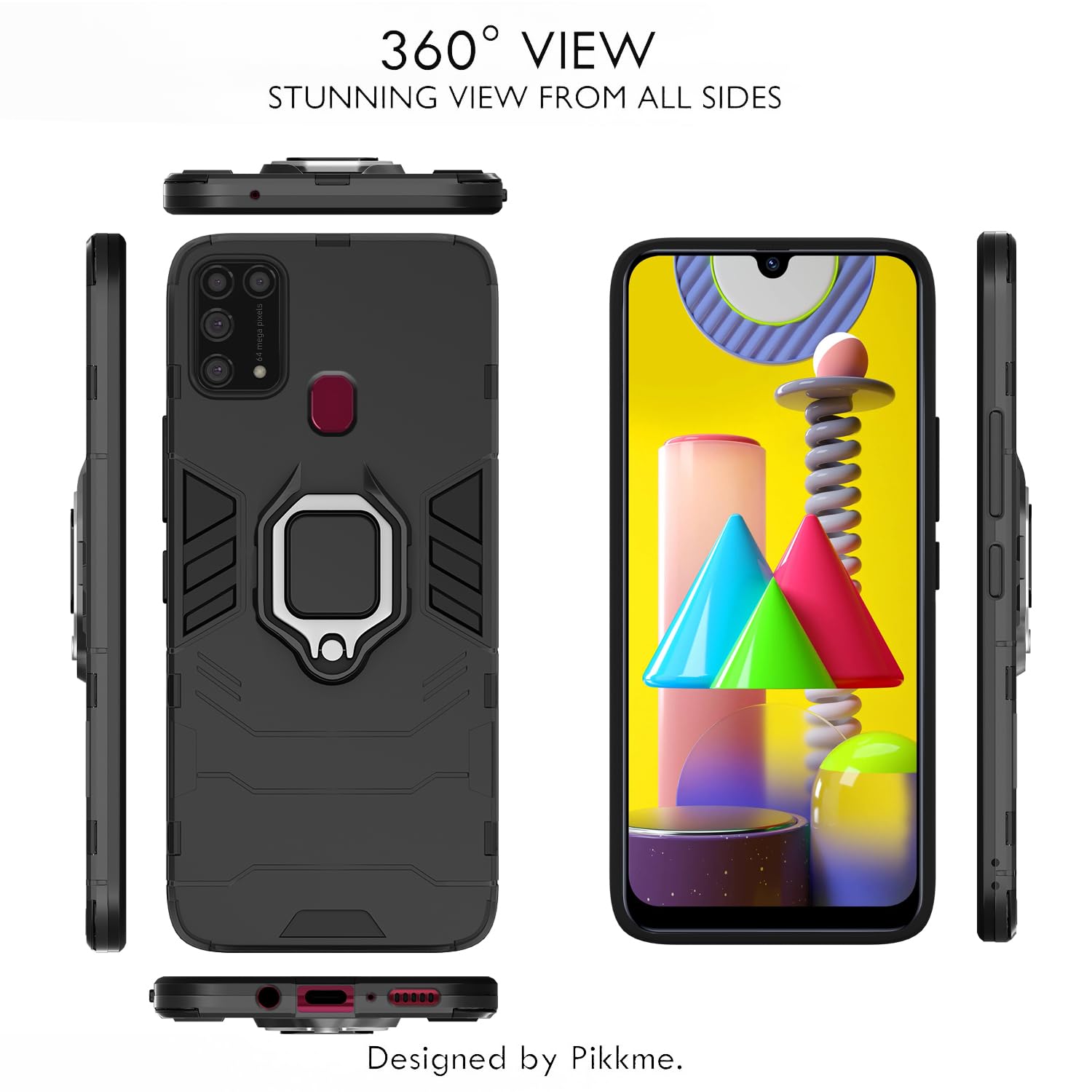 Pikkme Samsung Galaxy M31 / M31 Prime / F41 D5 Tough Armor Back Cover | Black