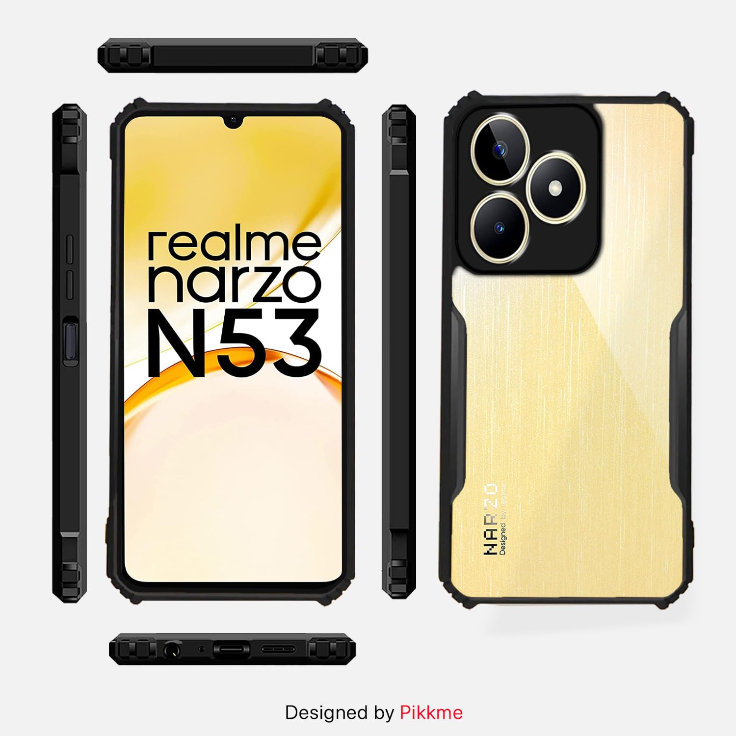 Pikkme Realme Narzo N53 Eagle Back Cover (Black)