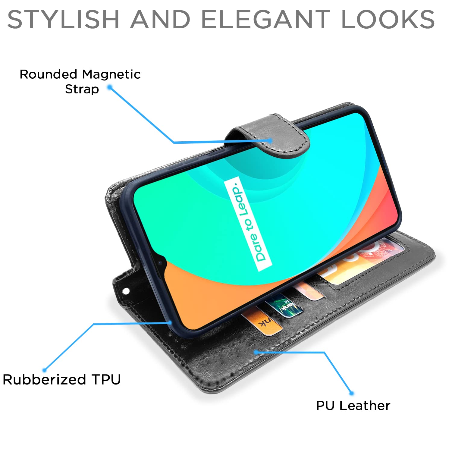 Pikkme Realme C20 Vintage Flip Cover | Black