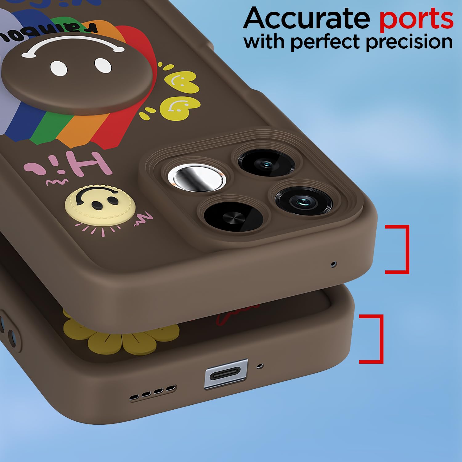 Pikkme Realme 16T 5G Smile Rainbow brown mobile cover – photo 4