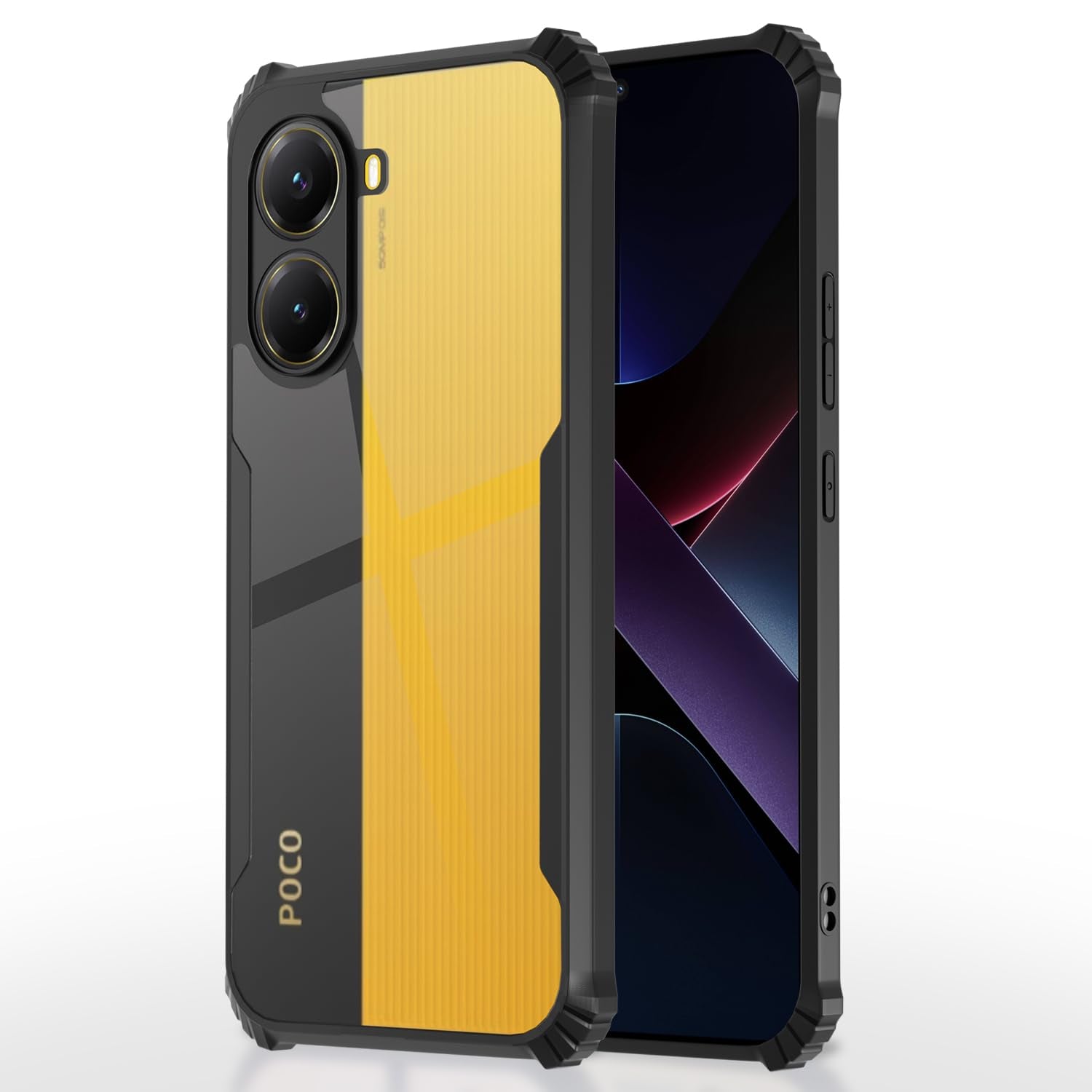 Poco X7 Pro 5G Clear back cover in black by Pikkme
