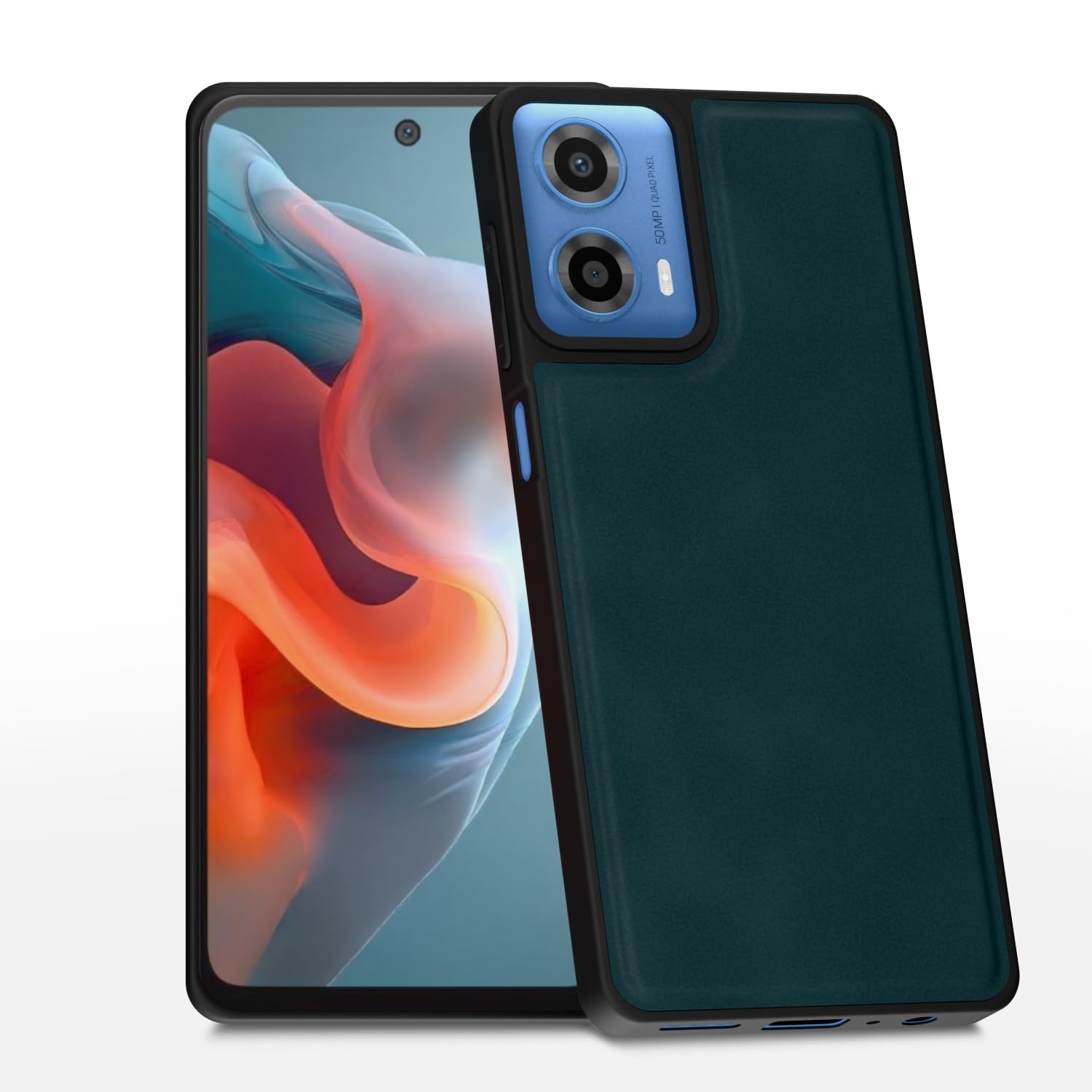 Moto G34/G45 5G Leather mobile back cover in green by Pikkme