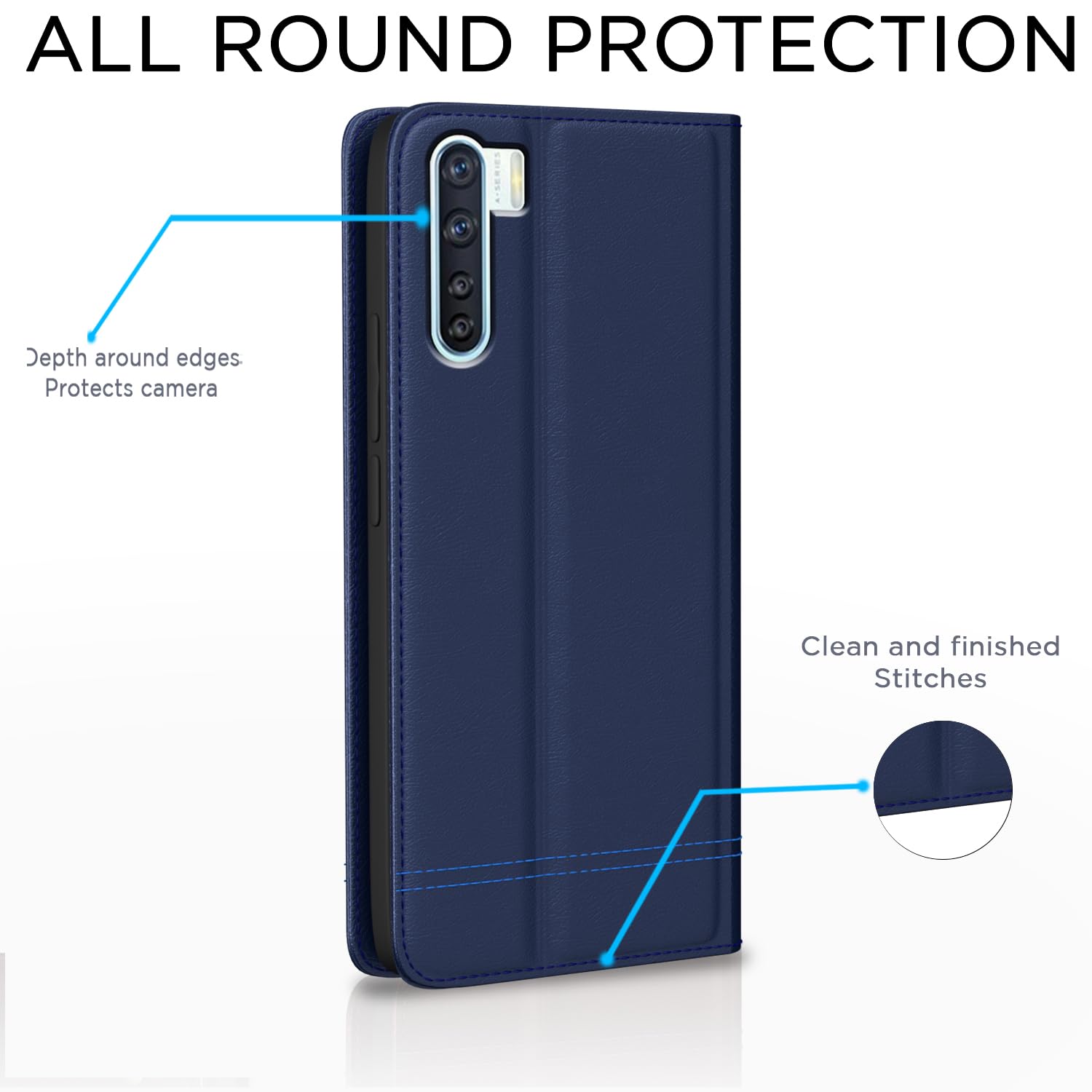 Pikkme Oppo F15 Magnetic blue flip case – photo 4