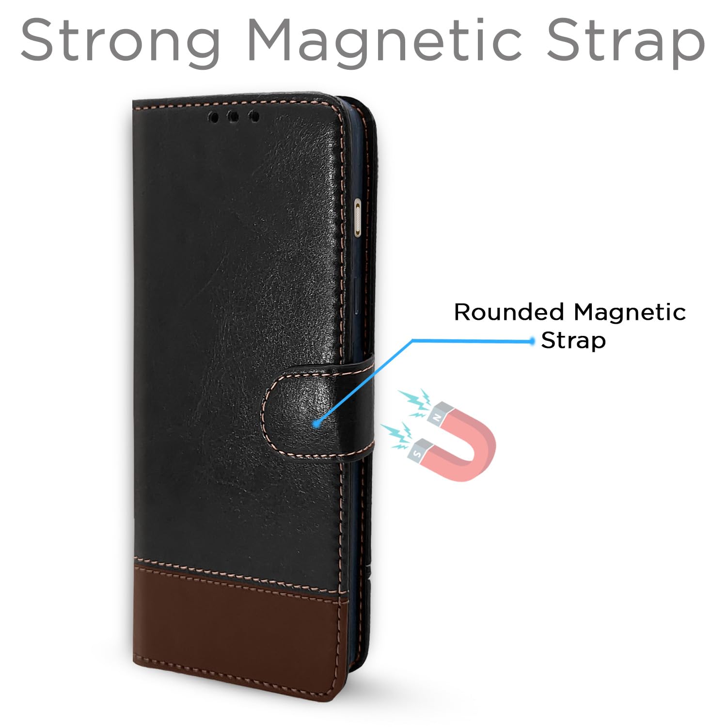 Samsung J5 Prime wallet flip cover in black & brown by Pikkme – photo 6