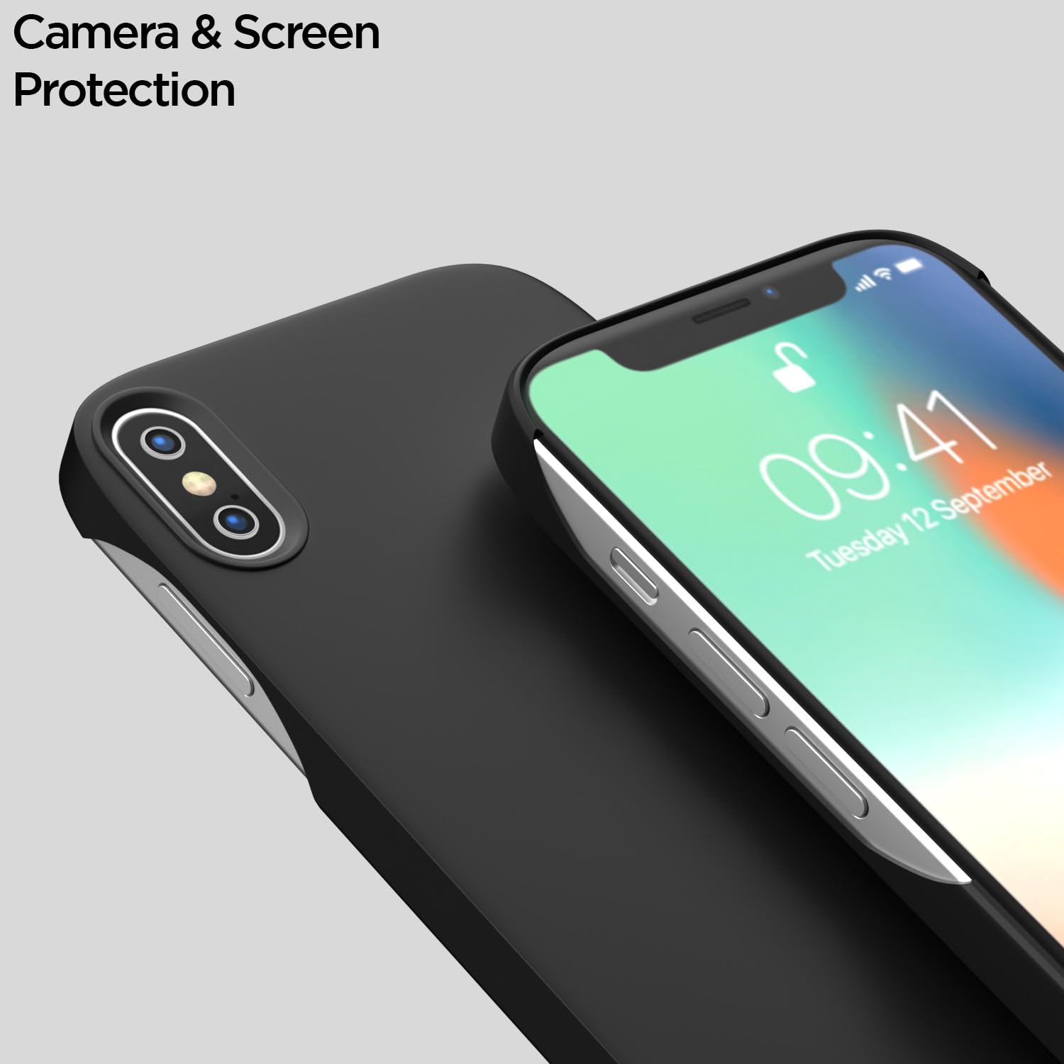 Pikkme iPhone X/Xs SideCut Soft Matte Silicone Back Cover (Black)