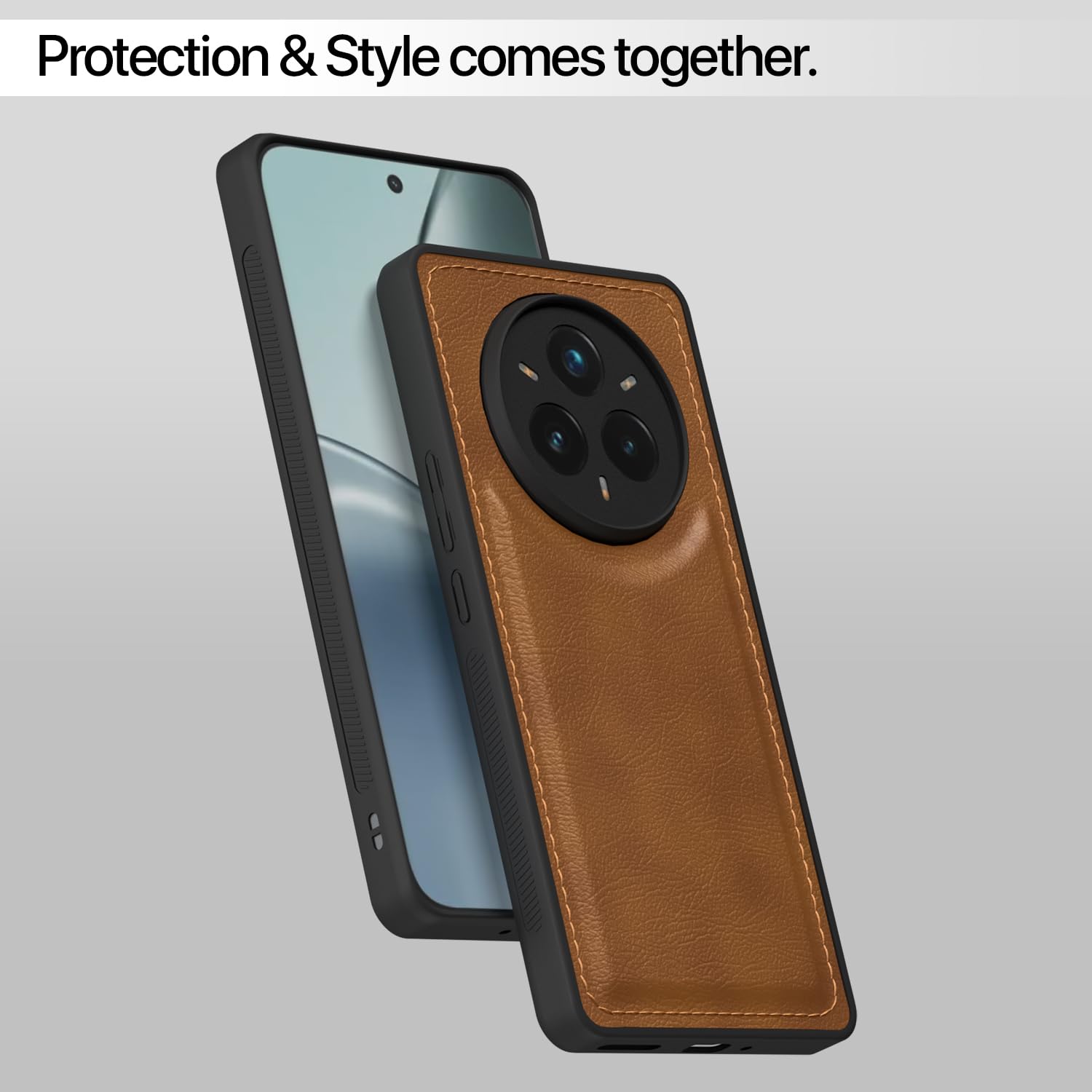 Pikkme Realme 14 Pro 5G Leatherback Back Case (Brown)