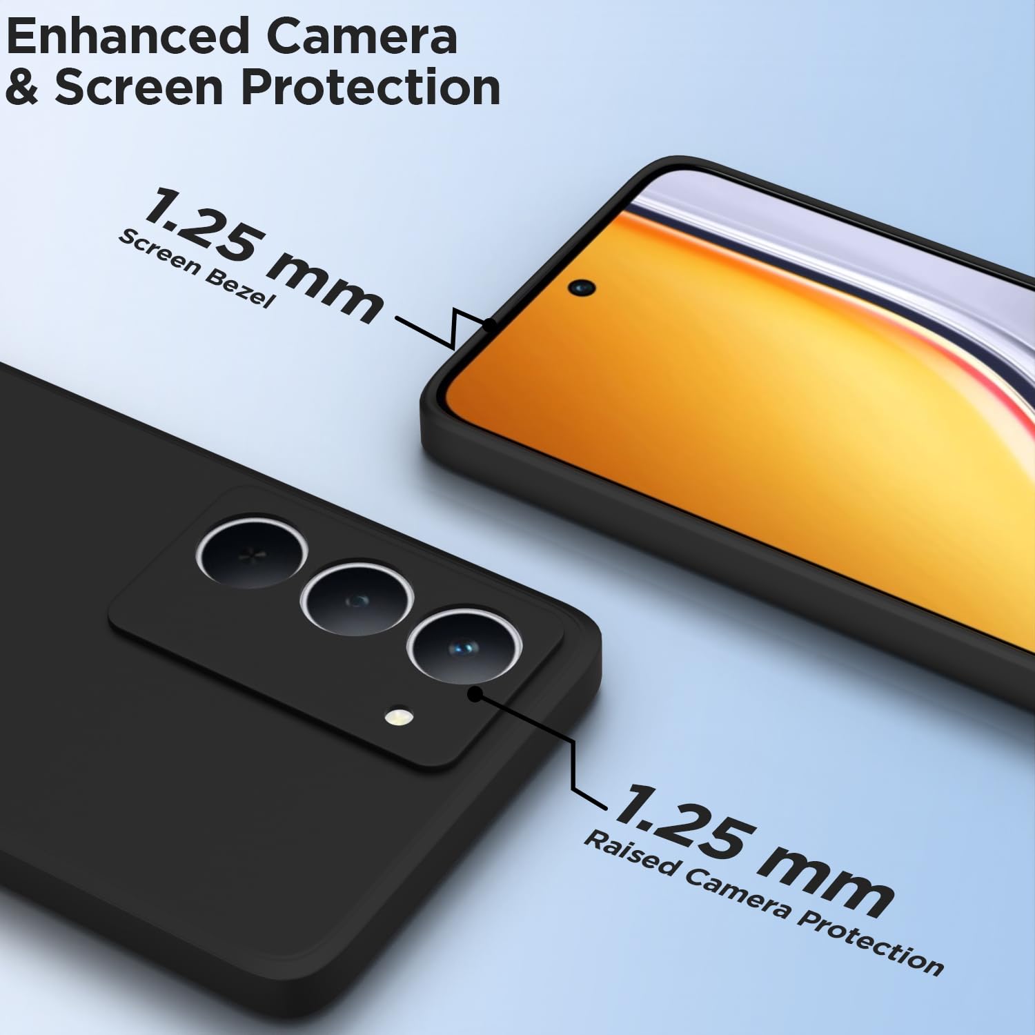 Pikkme Realme P3x 5G Soft Matte Silicone Shockproof Case (Black)