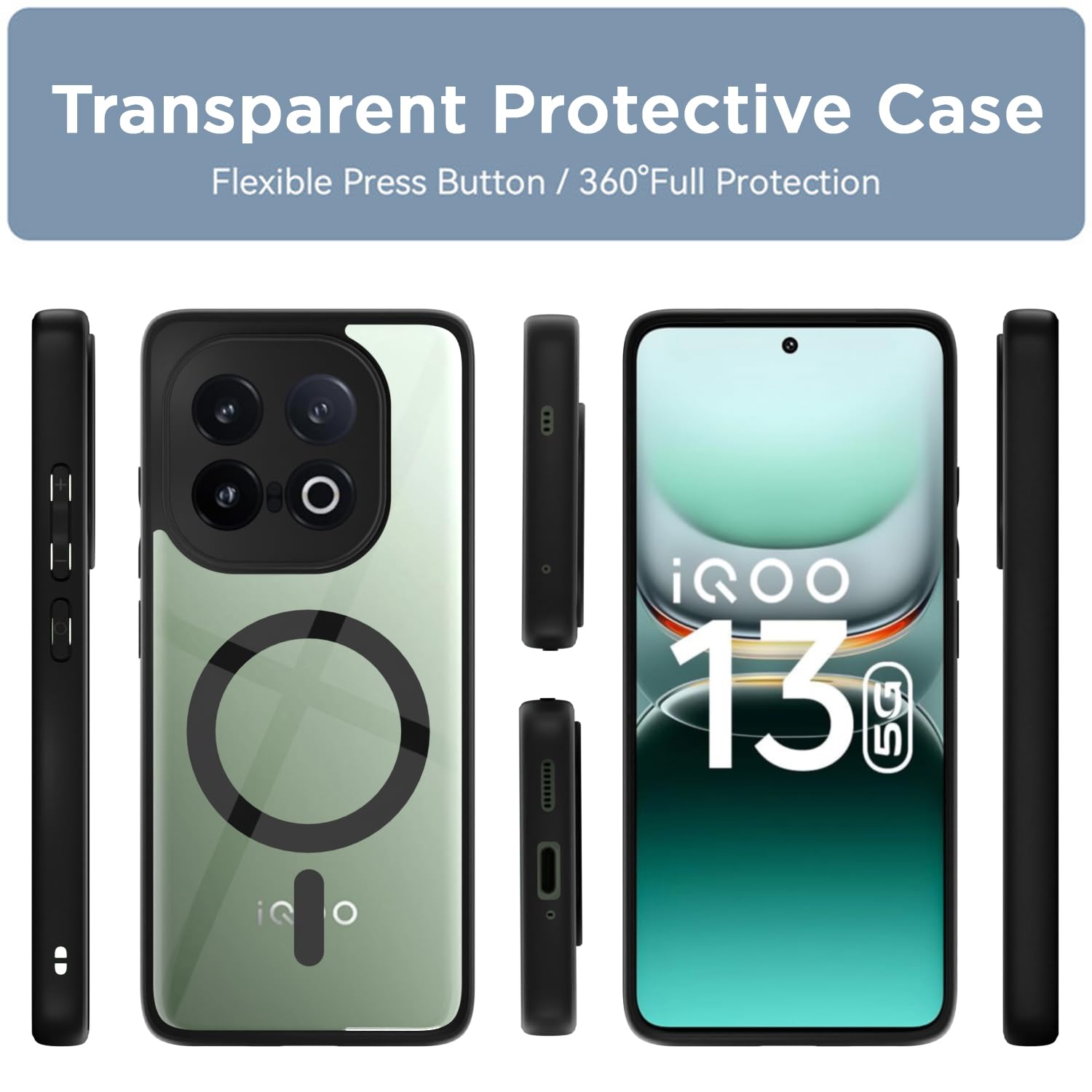 Pikkme iQOO 13 5G black mag-safe mobile cover – photo 2