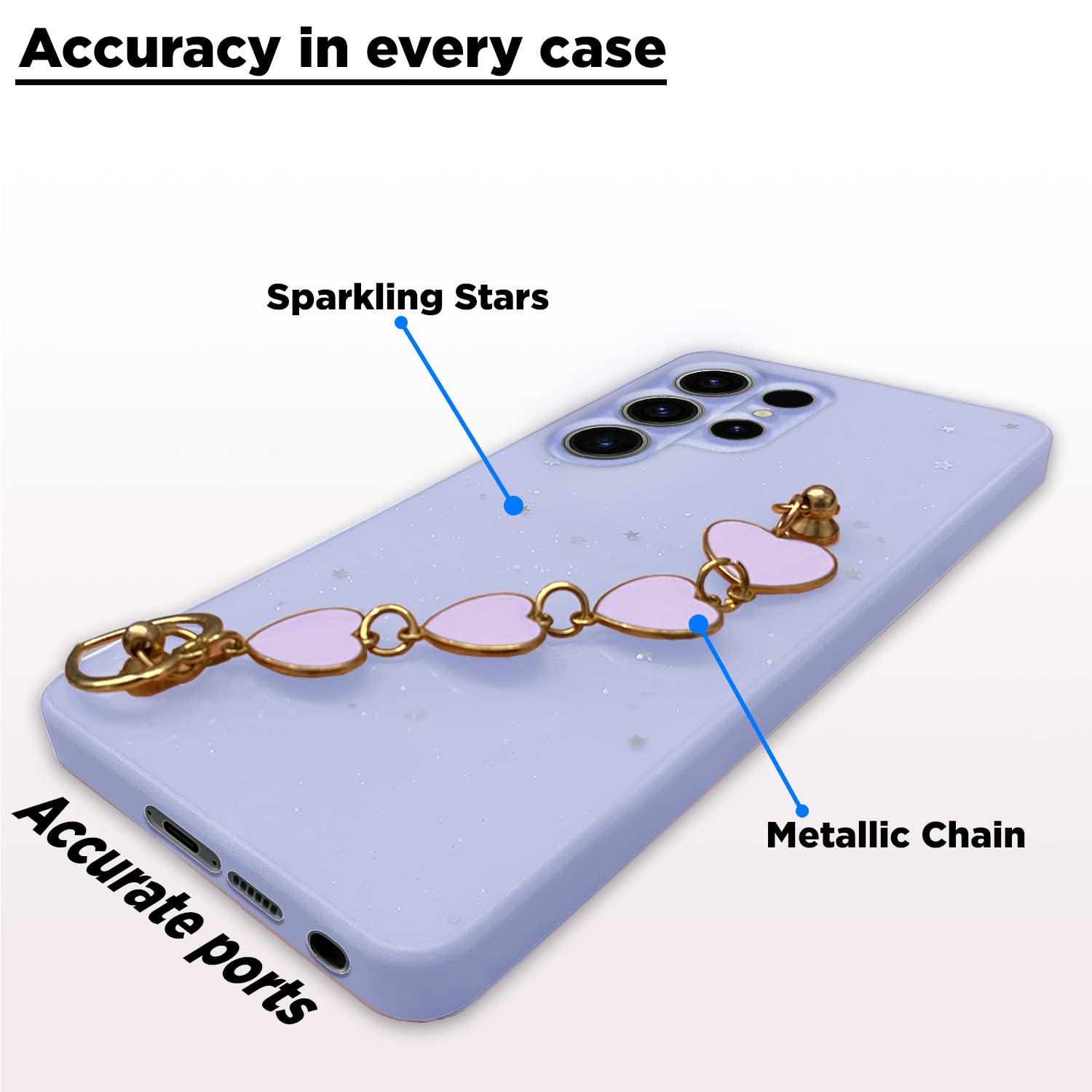 Pikkme Samsung Galaxy S23 Ultra 5G Chain Back Cover (Purple)