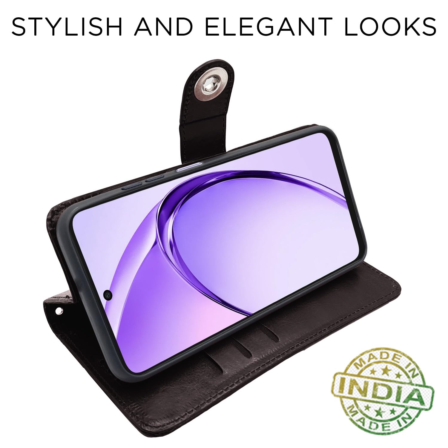 Pikkme Oppo A3x 5G / A3x 4G / A3 5G Button Flip Cover (Coffee)